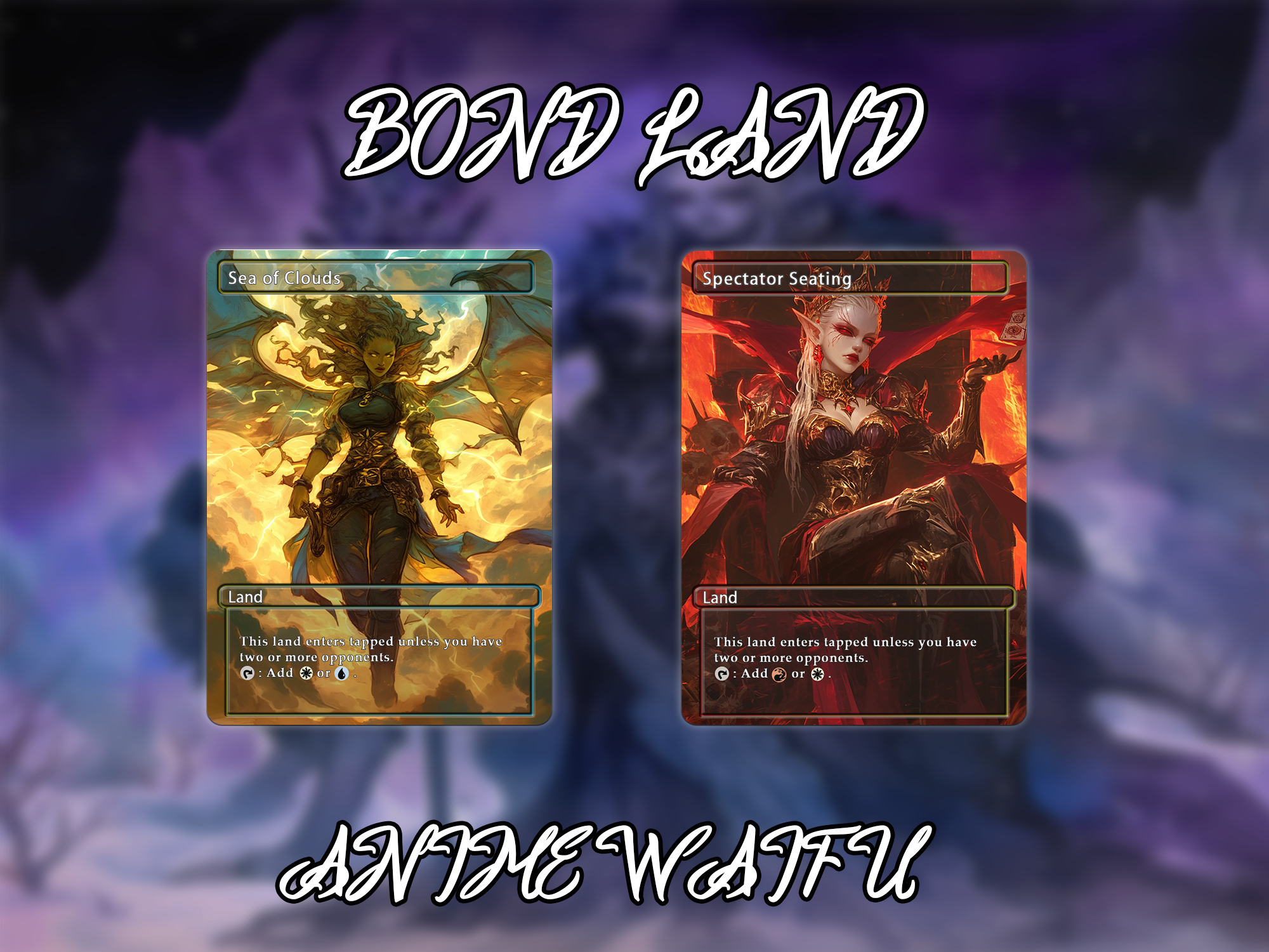 Bond land pack (10 cards) Anime waifu lands set of 10 unique borderless custom proxy lands High quality lands for EDH or cEDH