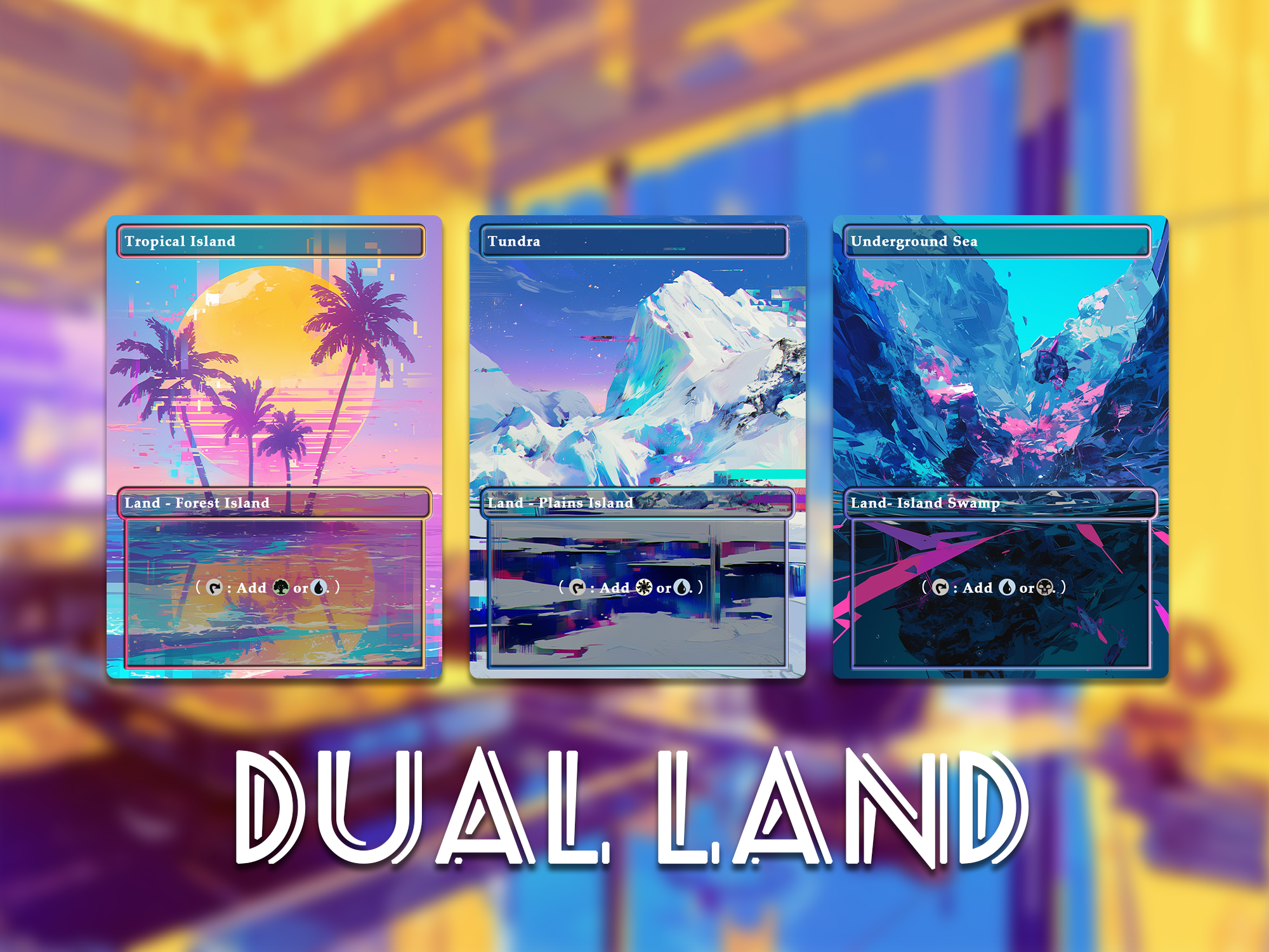 Glitch Art dual Land Pack set of 10 unique borderless custom proxy lands High quality lands for EDH or cEDH