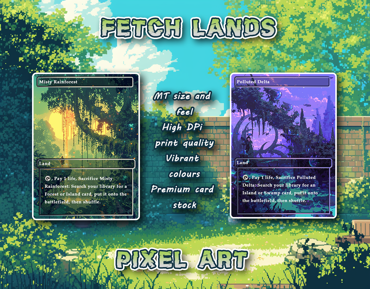 10 Pixel Art Fetch Lands, Proxy Lands Custom Magic Cards