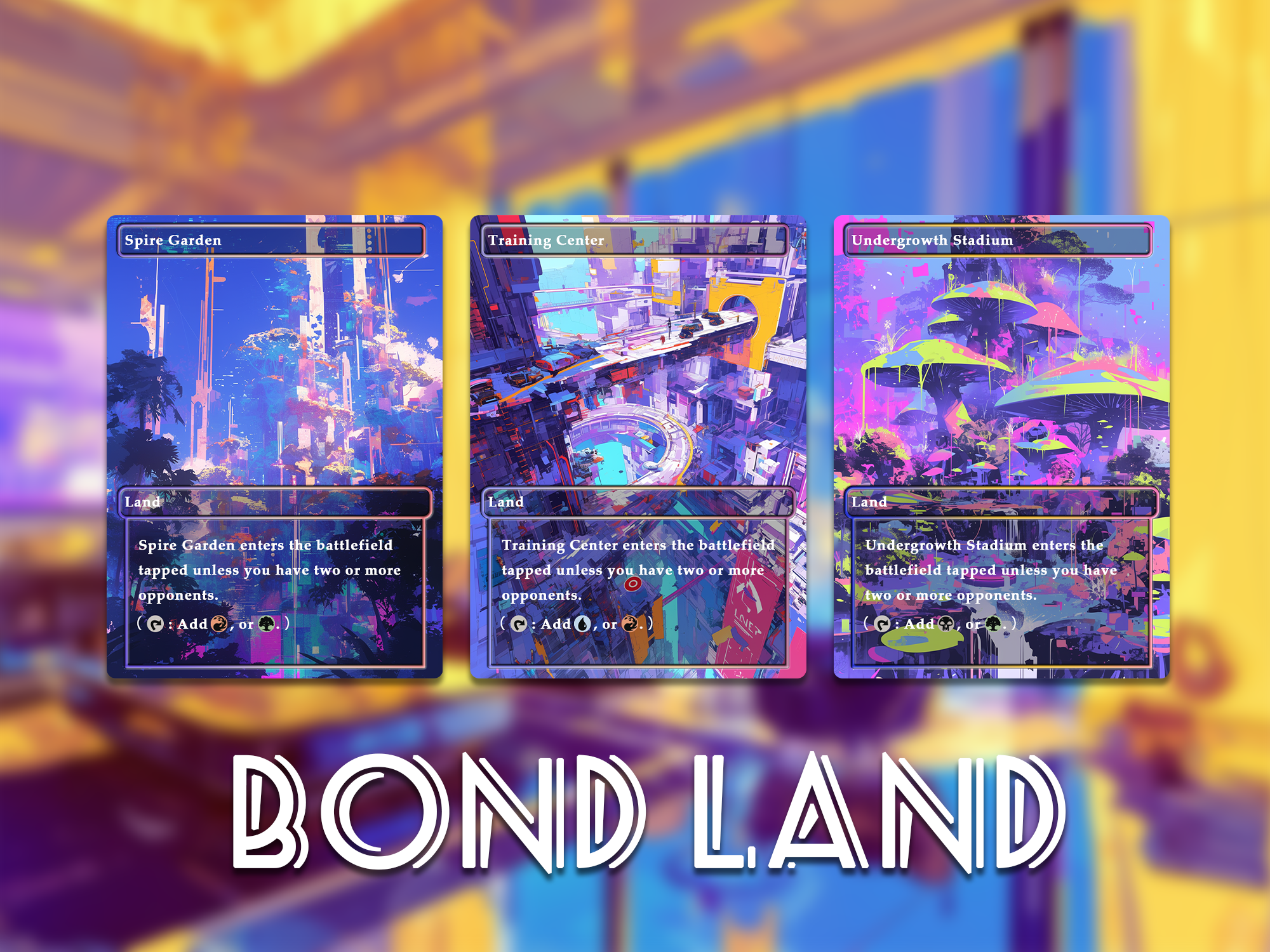 Glitch Art bond Land Pack set of 10 unique borderless custom proxy lands High quality lands for EDH or cEDH