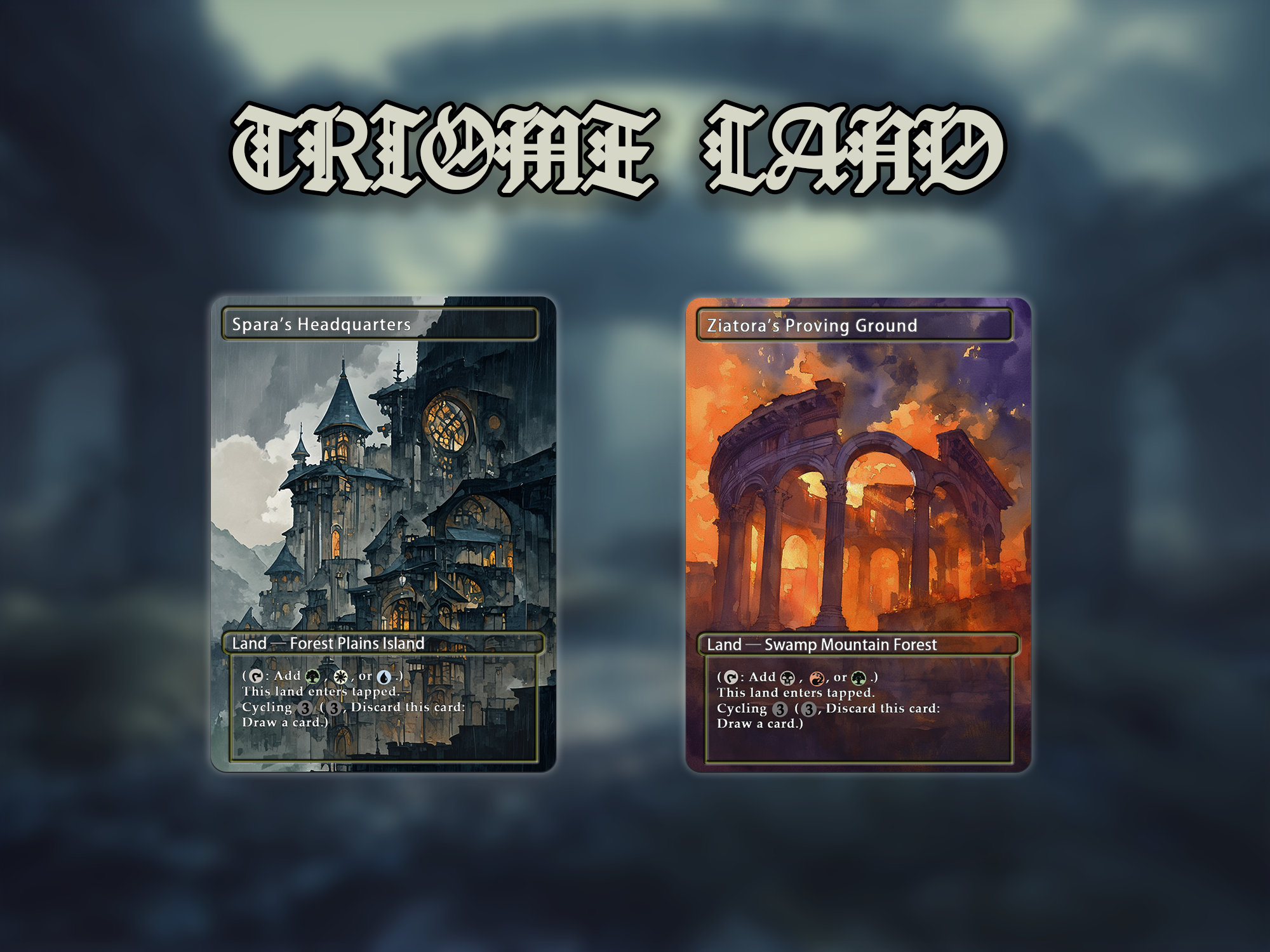 Triome land pack (10+ cards) Anime watercolour lands set of 10+ unique borderless custom proxy lands High quality lands for EDH or cEDH