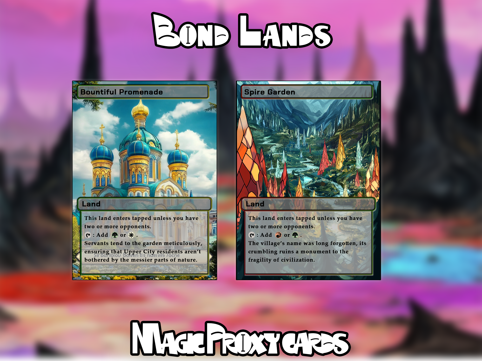 Bond Lands Bundle (10 cards), Proxy Bond Land Set, Stained Glass Style Custom Proxy Lands for EDH or cEDH