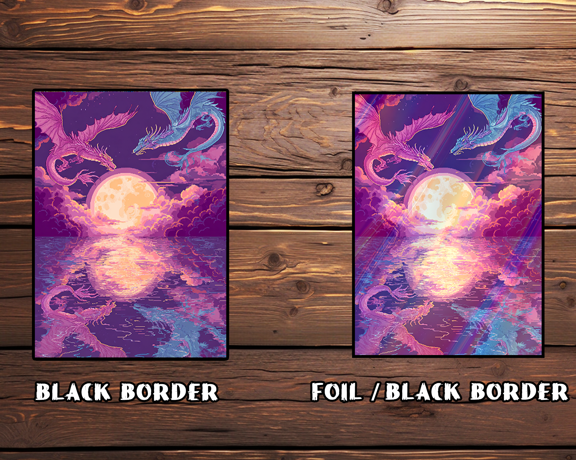 Moonlit Dragons in Pixel Art Card Sleeves