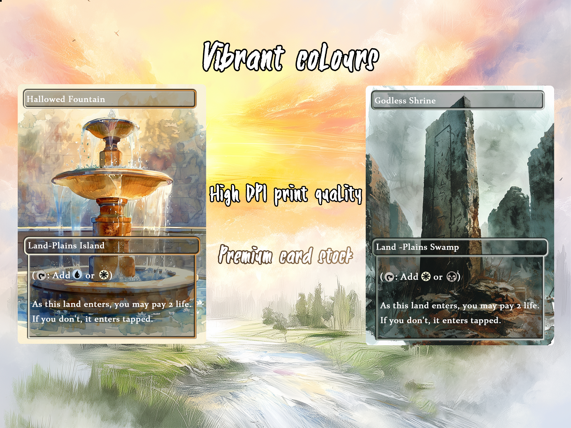 Mega EDH land pack Realiem style shock lands set of 10 unique borderless custom proxy lands High quality lands for EDH or cEDH