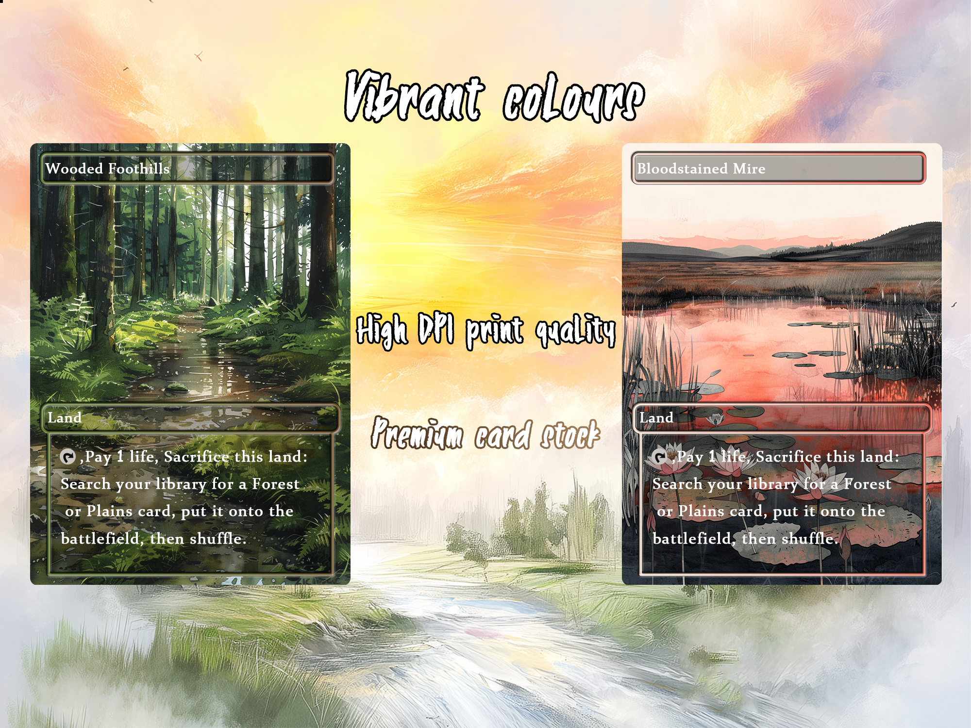 Mega EDH land pack Realiem Style fetch lands set of 10 unique borderless custom proxy lands High quality lands for EDH or cEDH