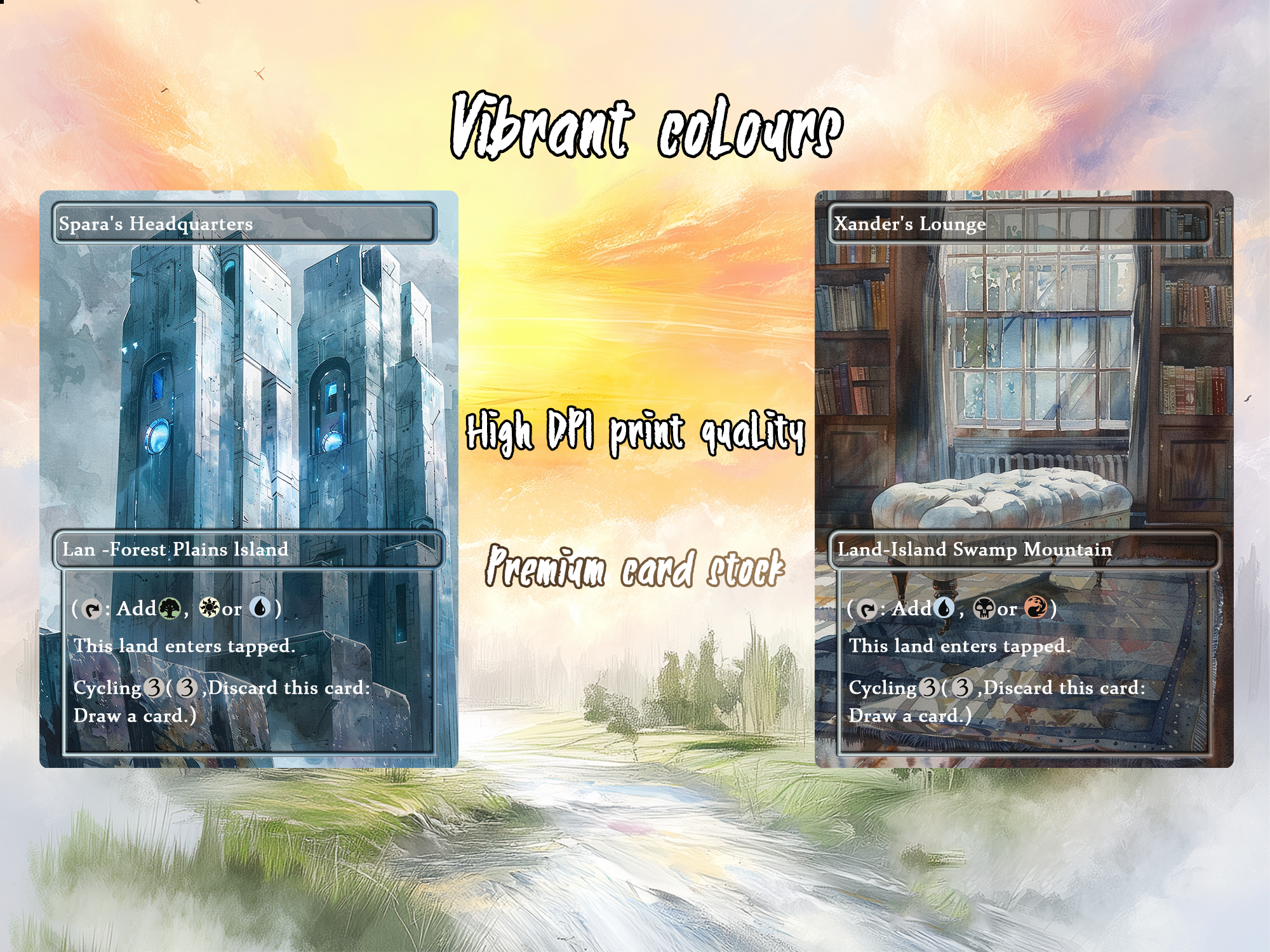 Mega EDH land pack Realiem Style triome lands set of 10 unique borderless custom proxy lands High quality lands for EDH or cEDH