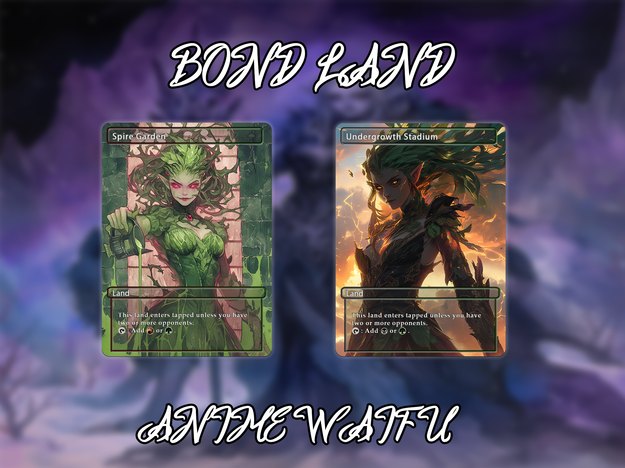 Bond land pack (10 cards) Anime waifu lands set of 10 unique borderless custom proxy lands High quality lands for EDH or cEDH