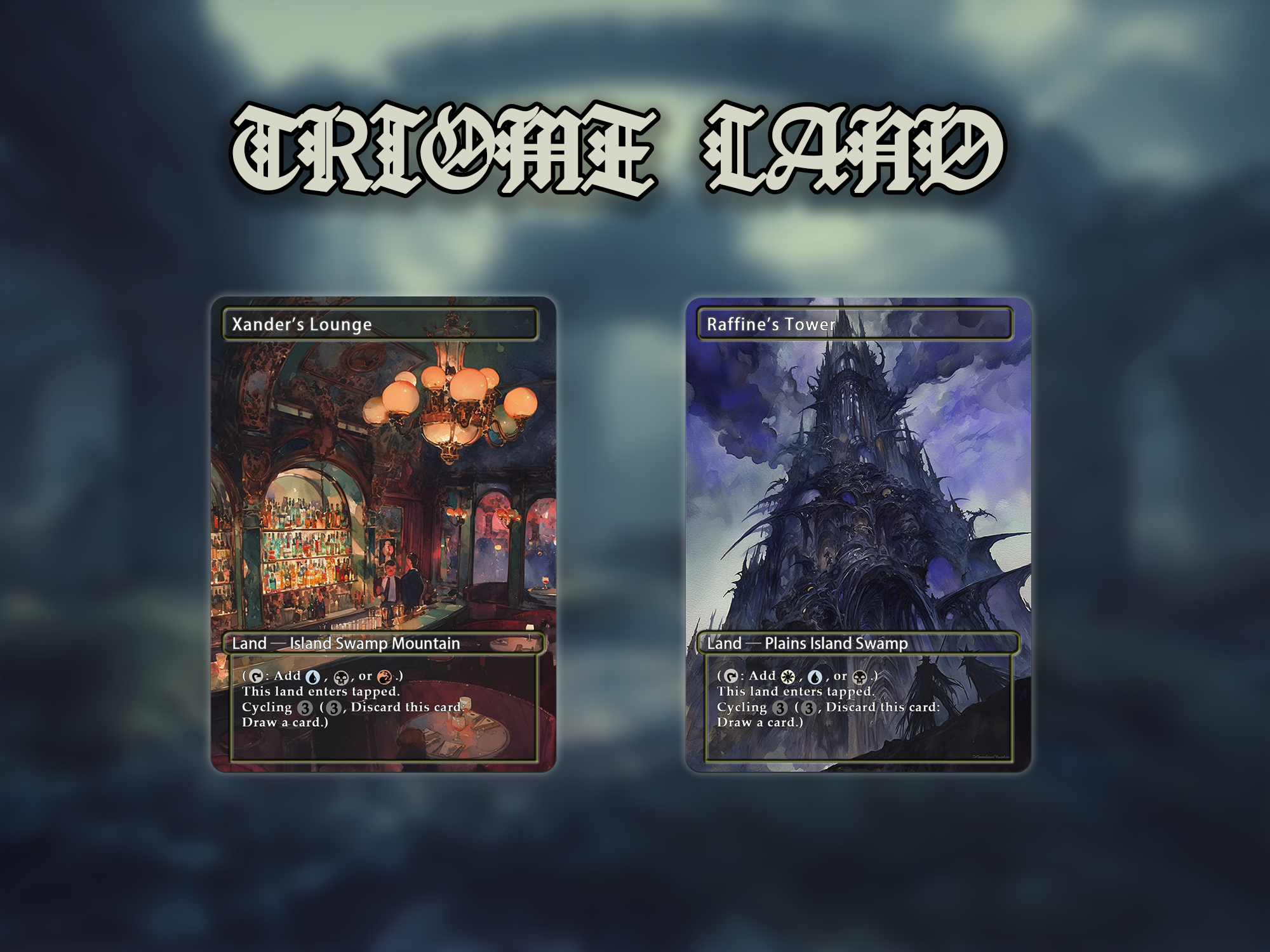 Triome land pack (10+ cards) Anime watercolour lands set of 10+ unique borderless custom proxy lands High quality lands for EDH or cEDH
