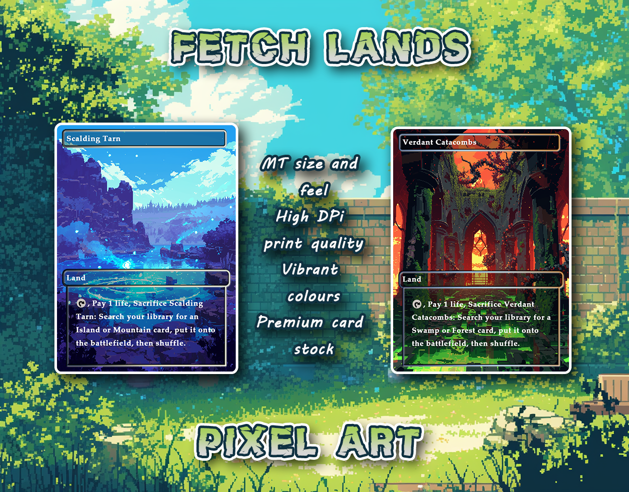 10 Pixel Art Fetch Lands, Proxy Lands Custom Magic Cards