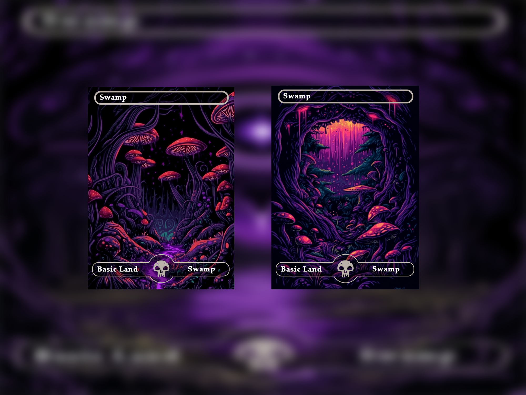 10 swamp oil painting style proxy cards for EDH. Enhance your Commander Deck