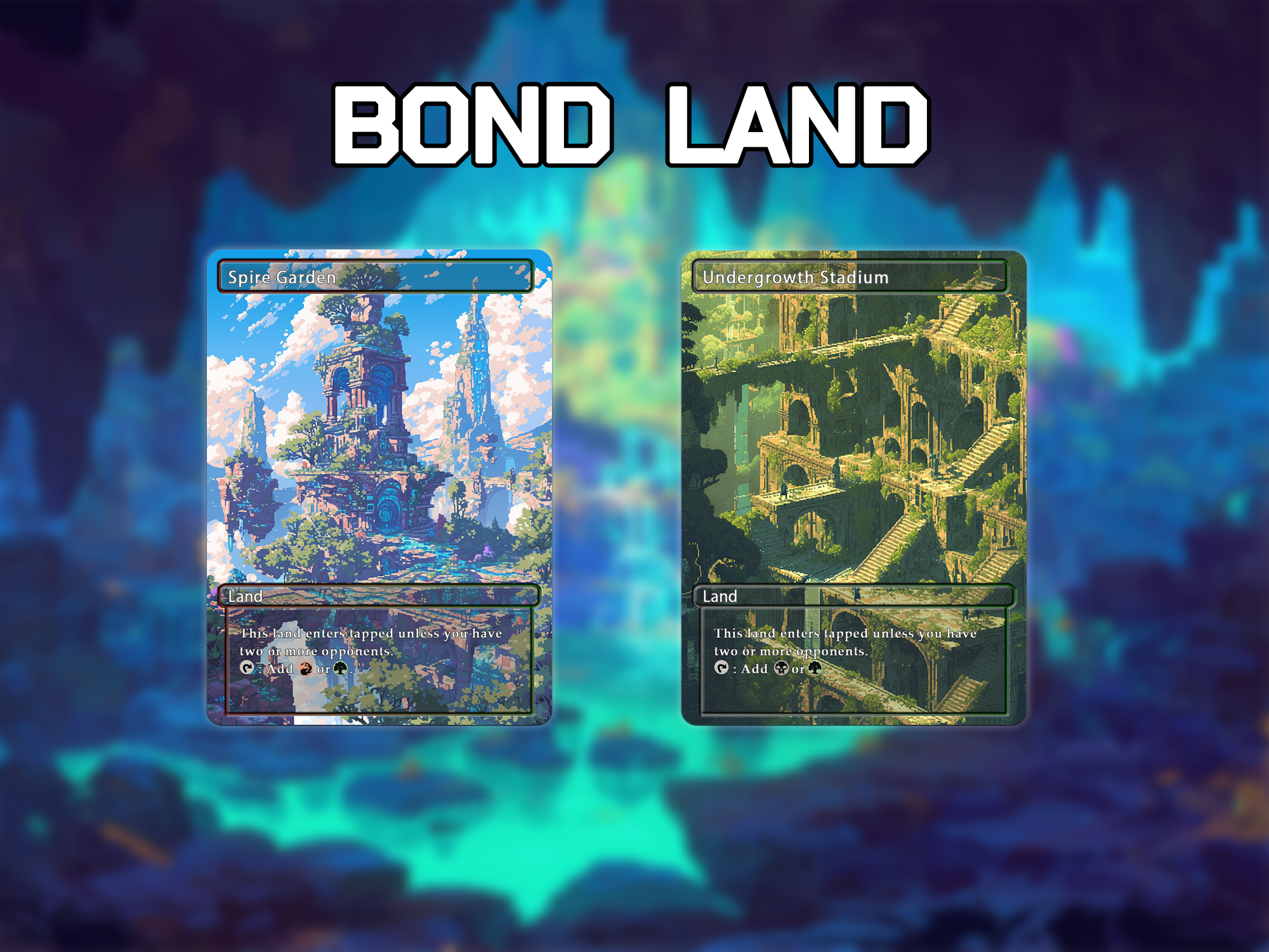 Bond land pack pixel style lands set of 10 unique borderless custom proxy lands High quality lands for EDH or cEDH