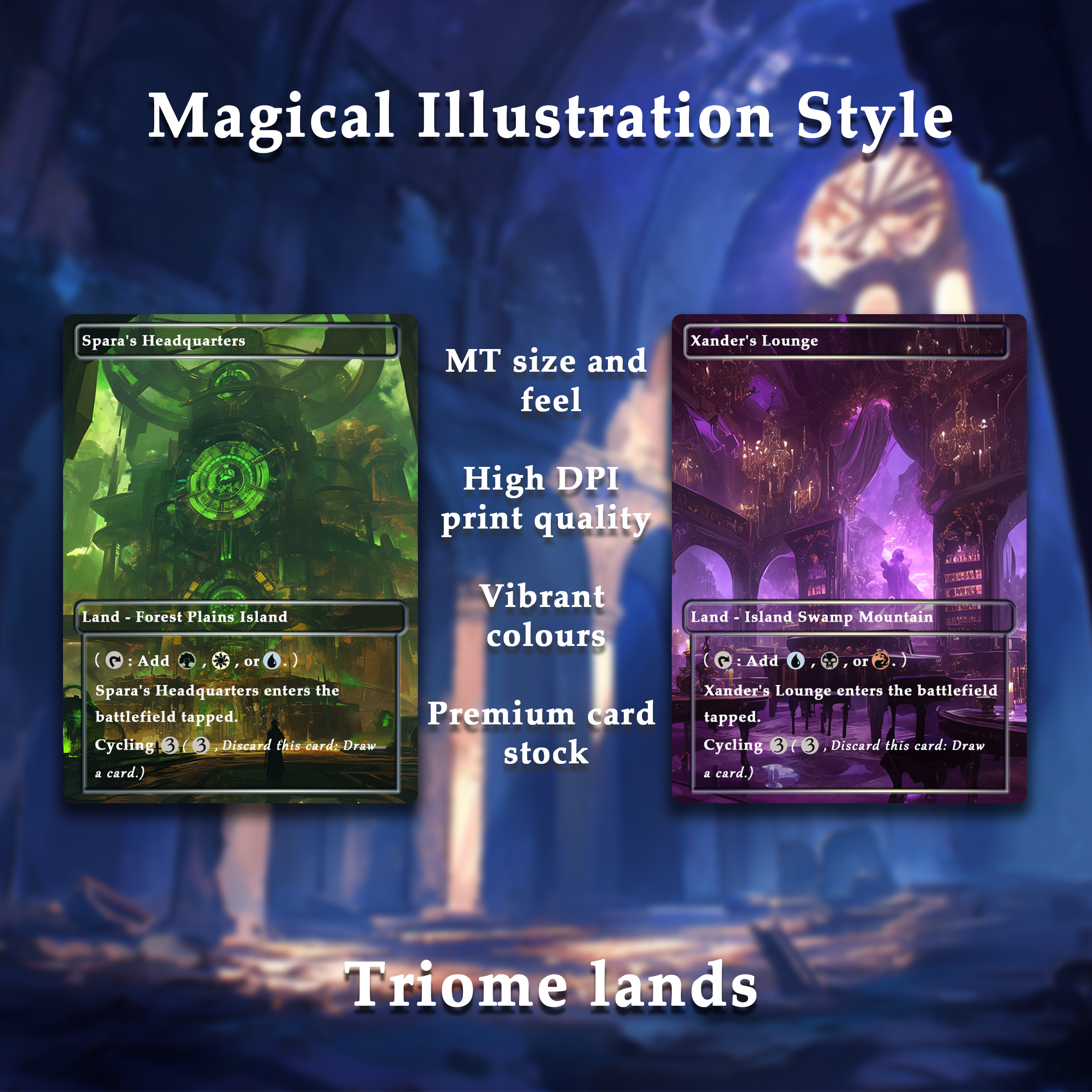 Mega EDH land pack Magical Illustration Style triome lands set of 10 unique borderless custom proxy lands High quality lands for EDH or cEDH