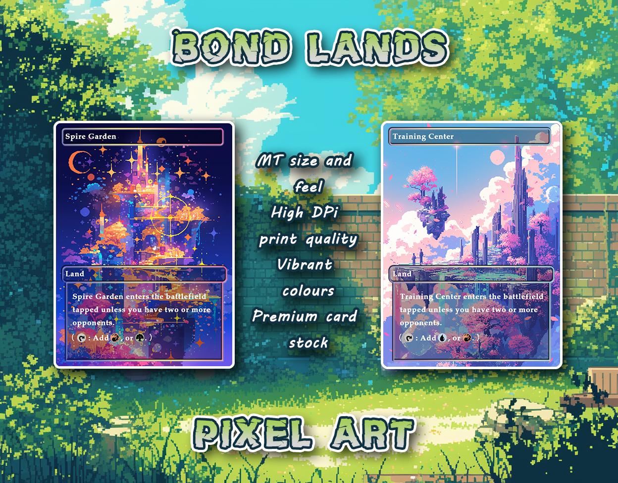 10 Pixel Art Bond Lands, Proxy Lands Custom Magic Cards