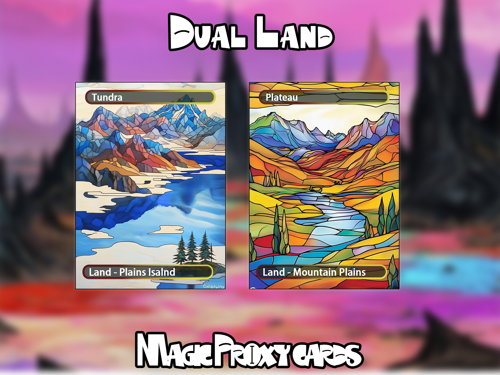 Dual Land Bundle (10+ cards), Dual Land Proxy Set, Stained Glass Style Custom Proxy Lands for EDH or cEDH