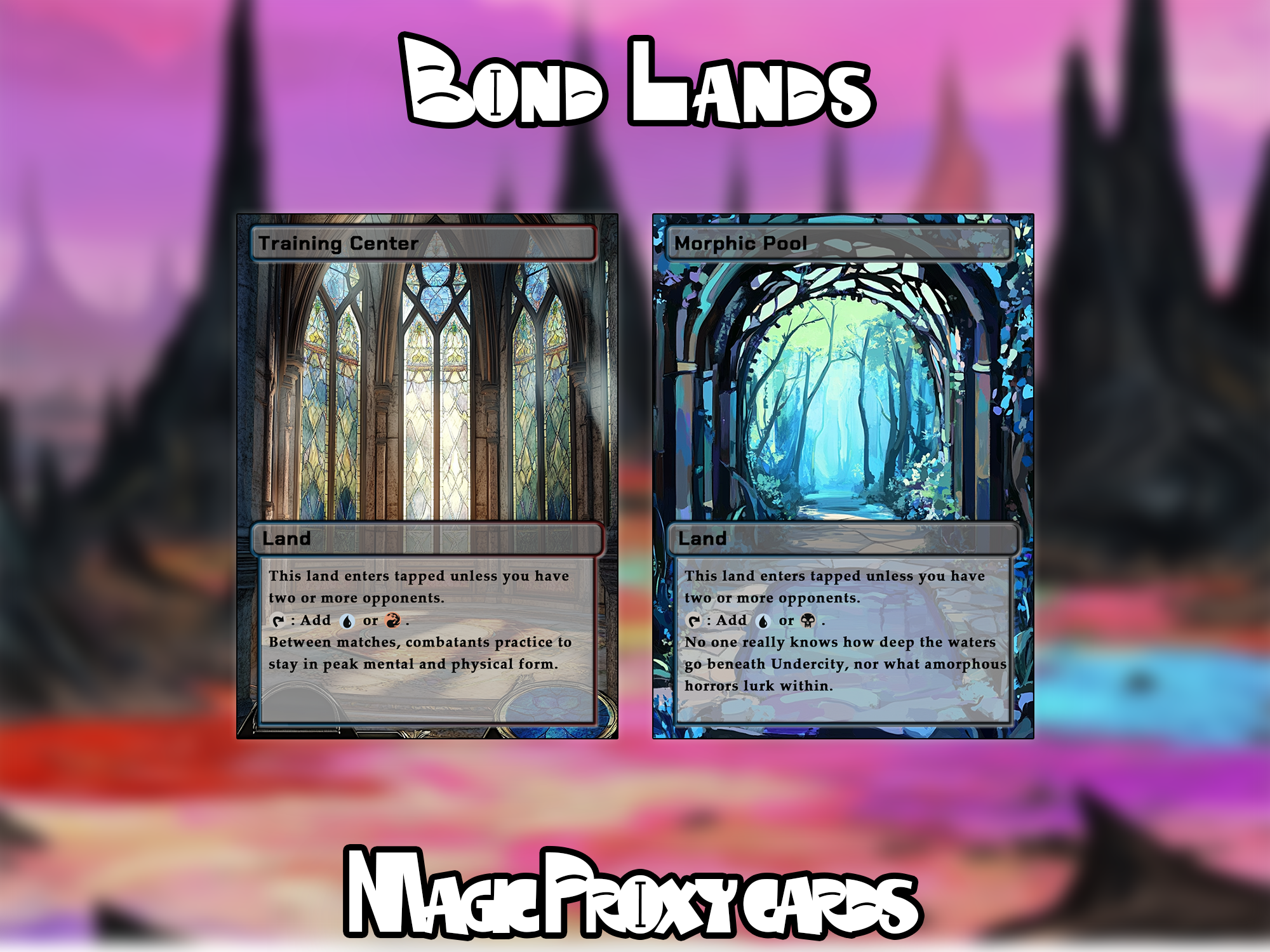 Bond Lands Bundle (10 cards), Proxy Bond Land Set, Stained Glass Style Custom Proxy Lands for EDH or cEDH