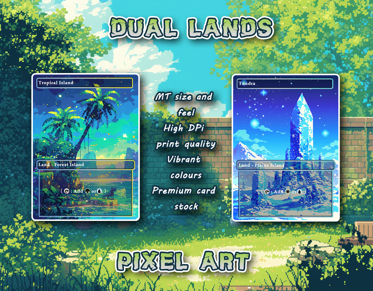 10 Pixel Art Dual Lands, Proxy Lands Custom Magic Cards