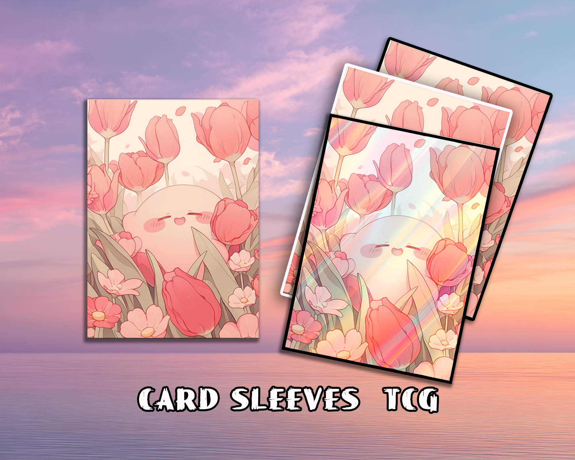 Party Kirby In Purple Flower Field Card Sleeves Party Kirby In Purple Flower Field Card Sleeves