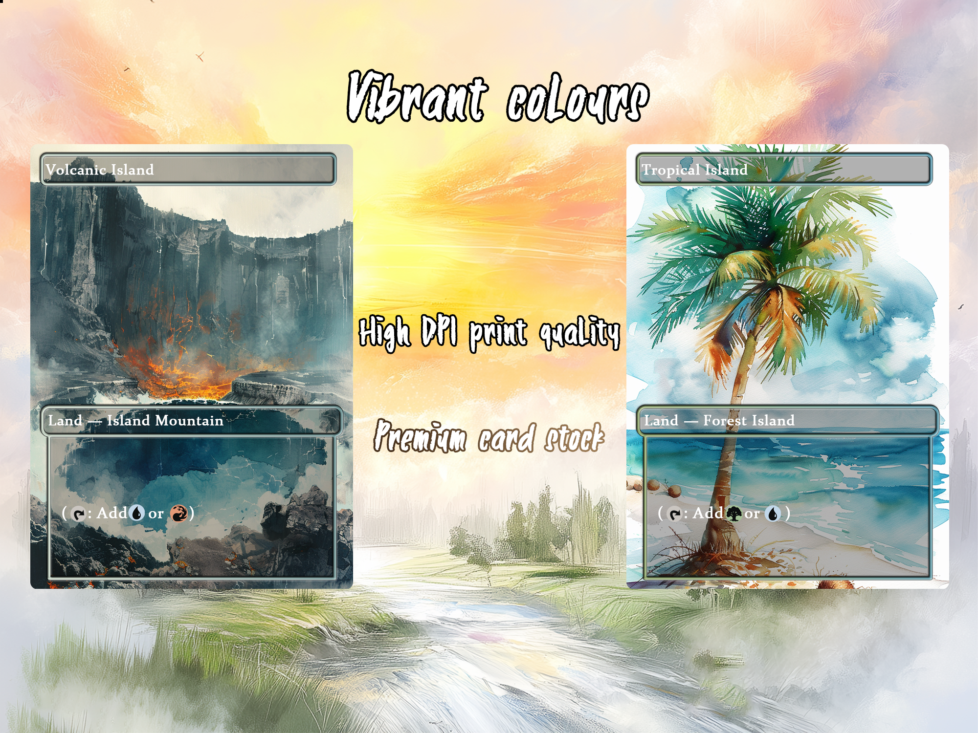Mega EDH land pack Realiem Style dual lands set of 10 unique borderless custom proxy lands High quality lands for EDH or cEDH