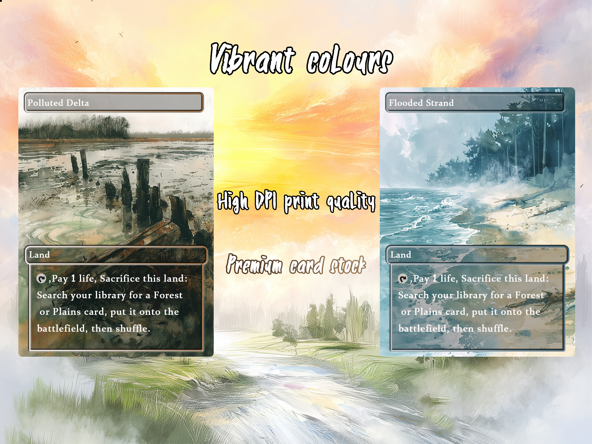 Mega EDH land pack Realiem Style fetch lands set of 10 unique borderless custom proxy lands High quality lands for EDH or cEDH