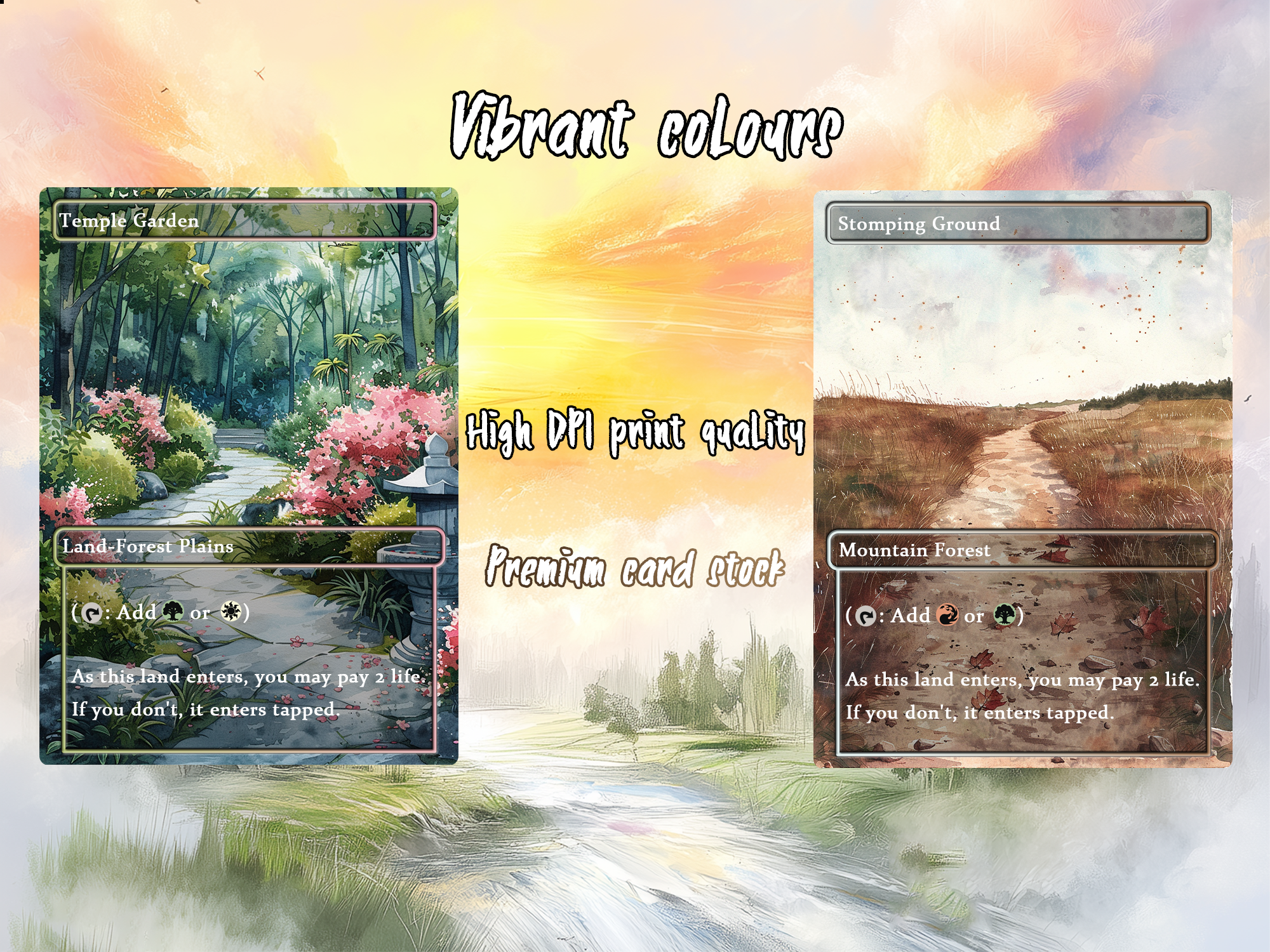 Mega EDH land pack Realiem style shock lands set of 10 unique borderless custom proxy lands High quality lands for EDH or cEDH