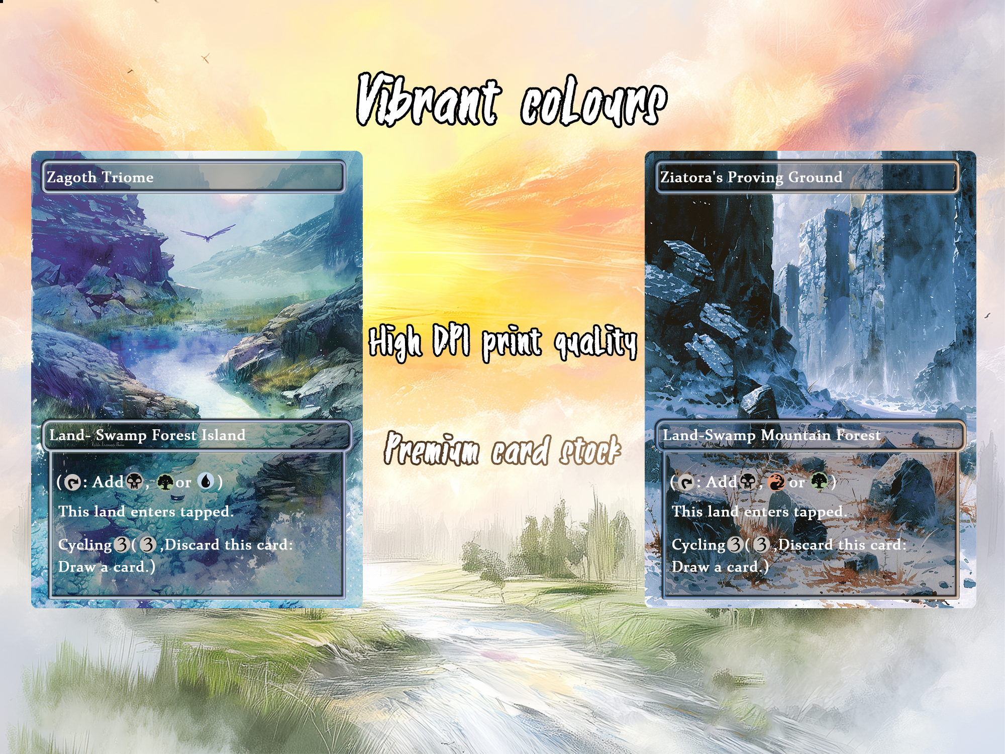 Mega EDH land pack Realiem Style triome lands set of 10 unique borderless custom proxy lands High quality lands for EDH or cEDH