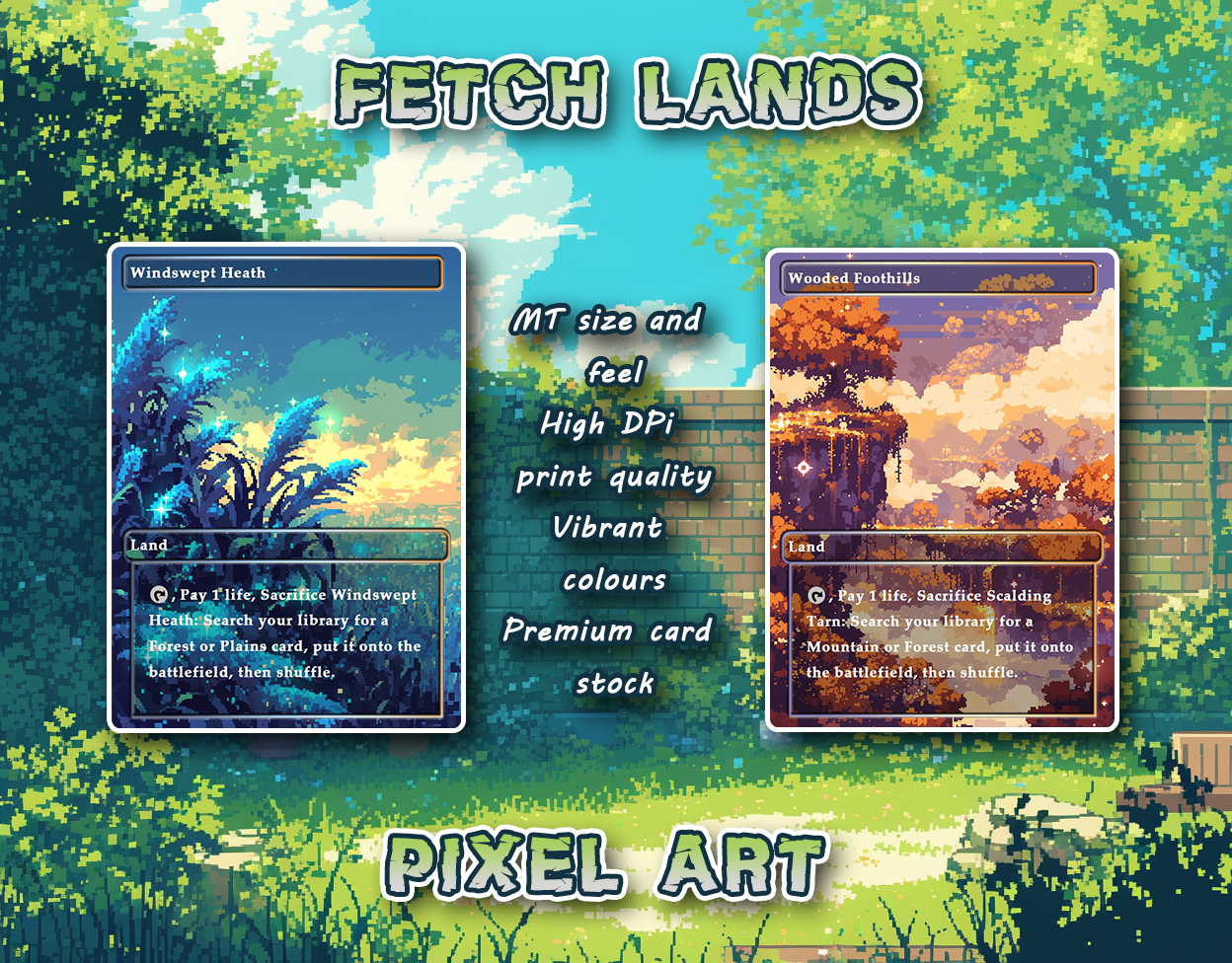 10 Pixel Art Fetch Lands, Proxy Lands Custom Magic Cards