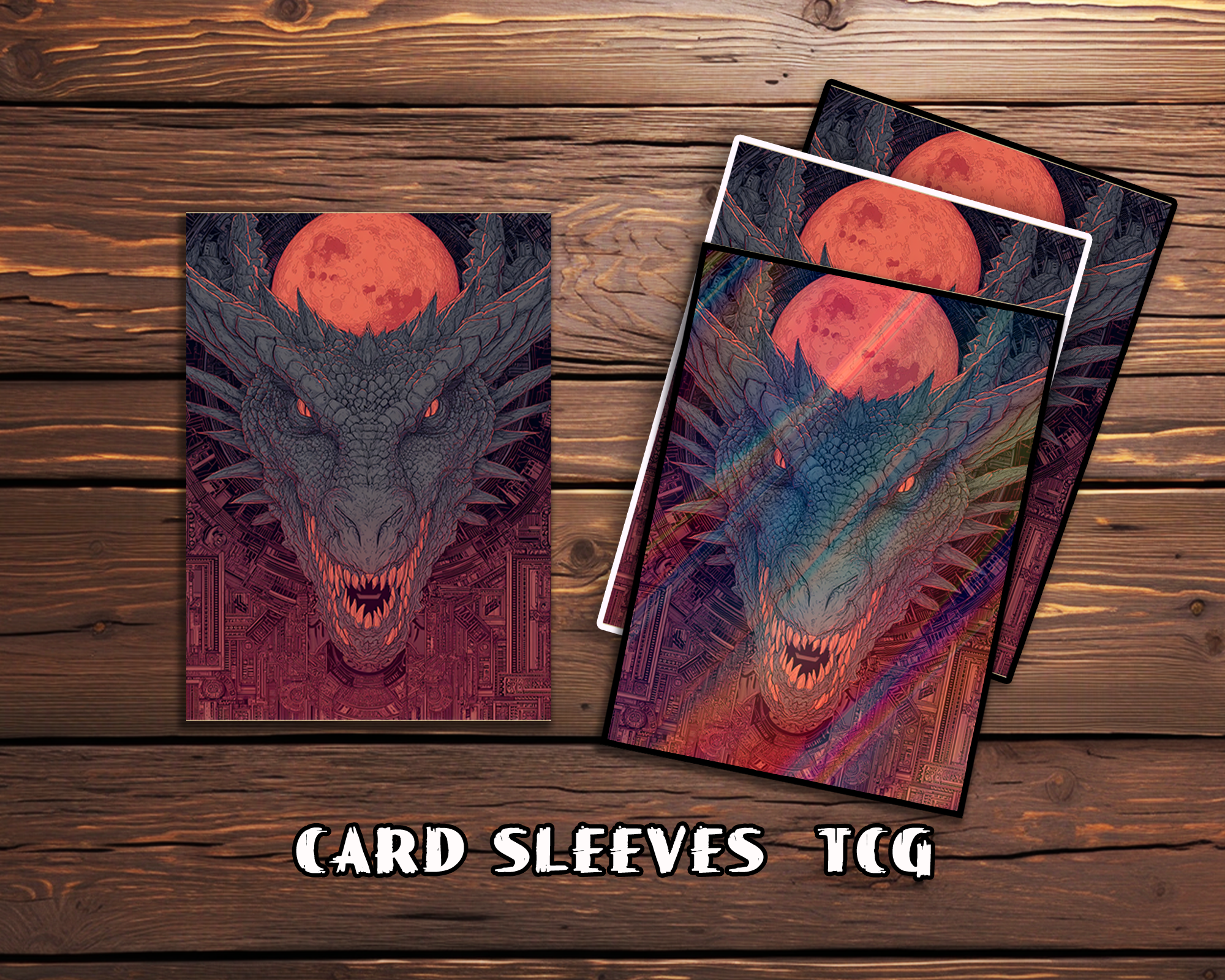 Red Moon Mecha Dragon Card Sleeves
