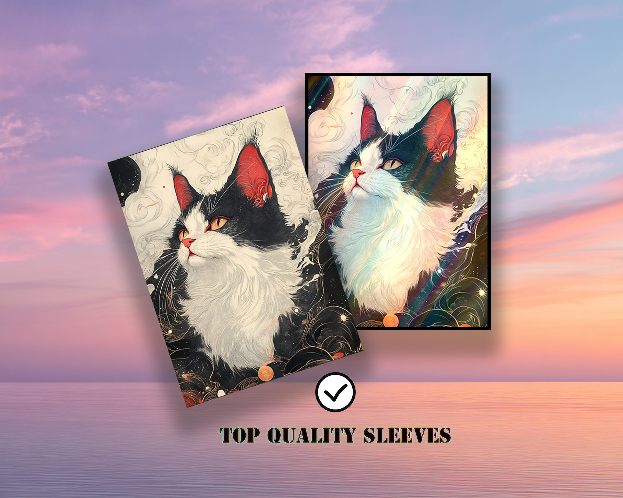 card sleeves cat Black And White Cat Card Sleeves