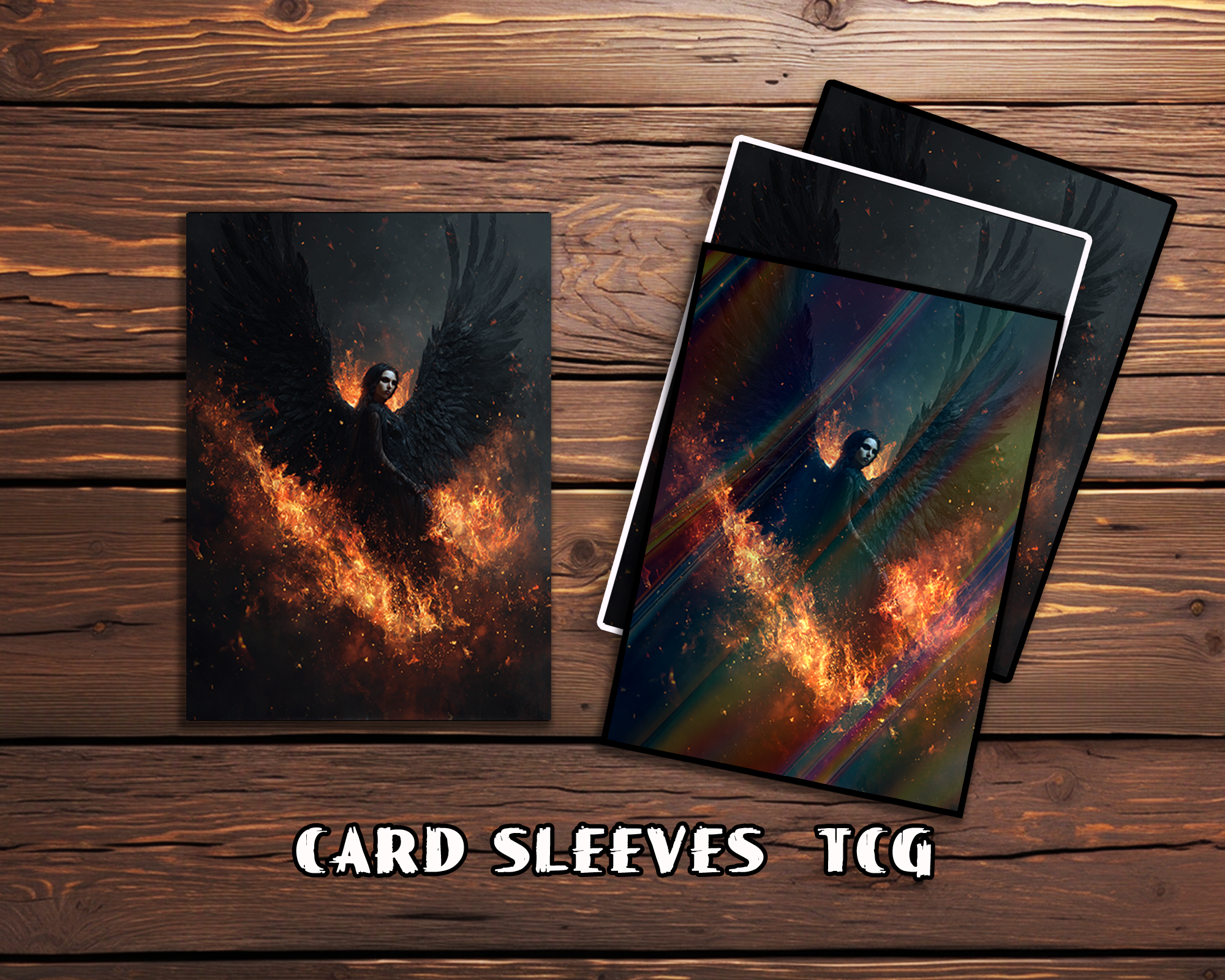 Flaming Dark Angel Card Sleeves