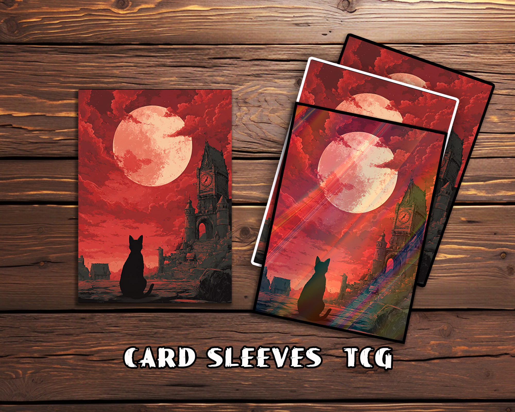 Blood Moon Cat Card Sleeves