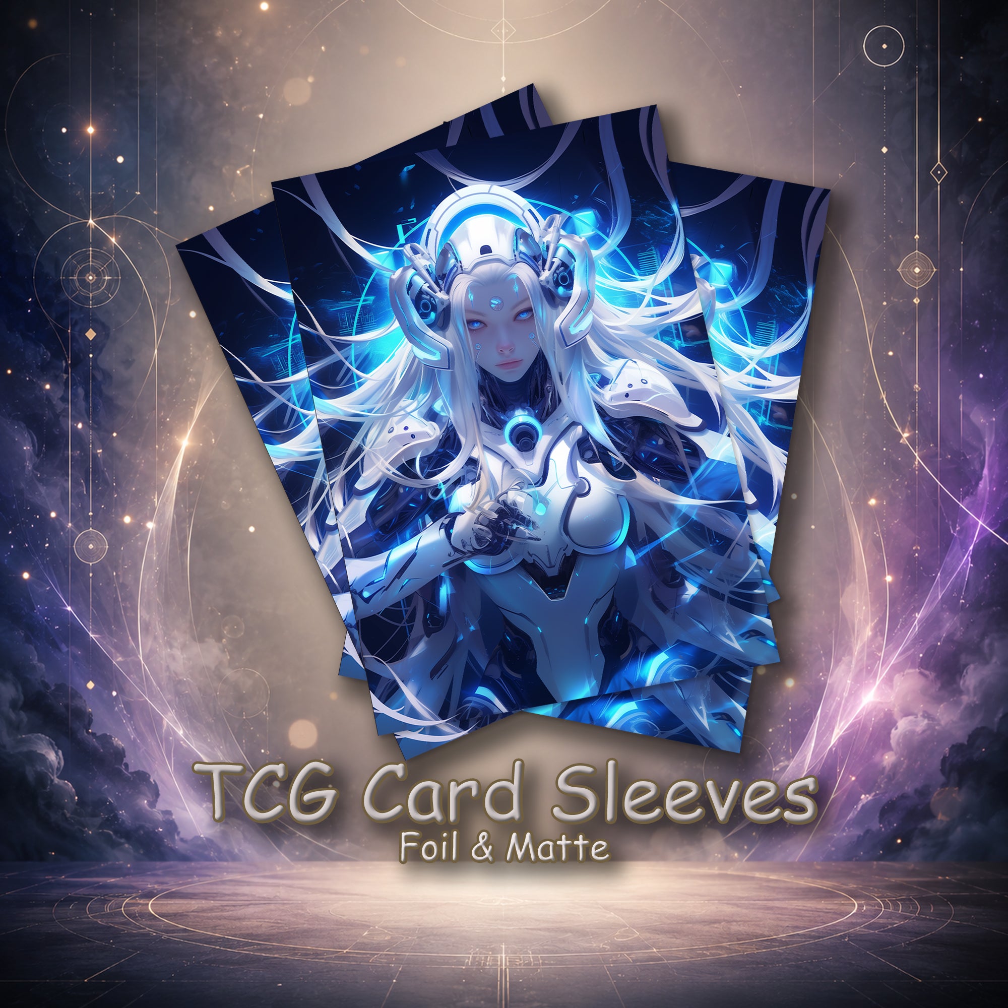 Cybernetic Blue Android TCG Card Sleeves
