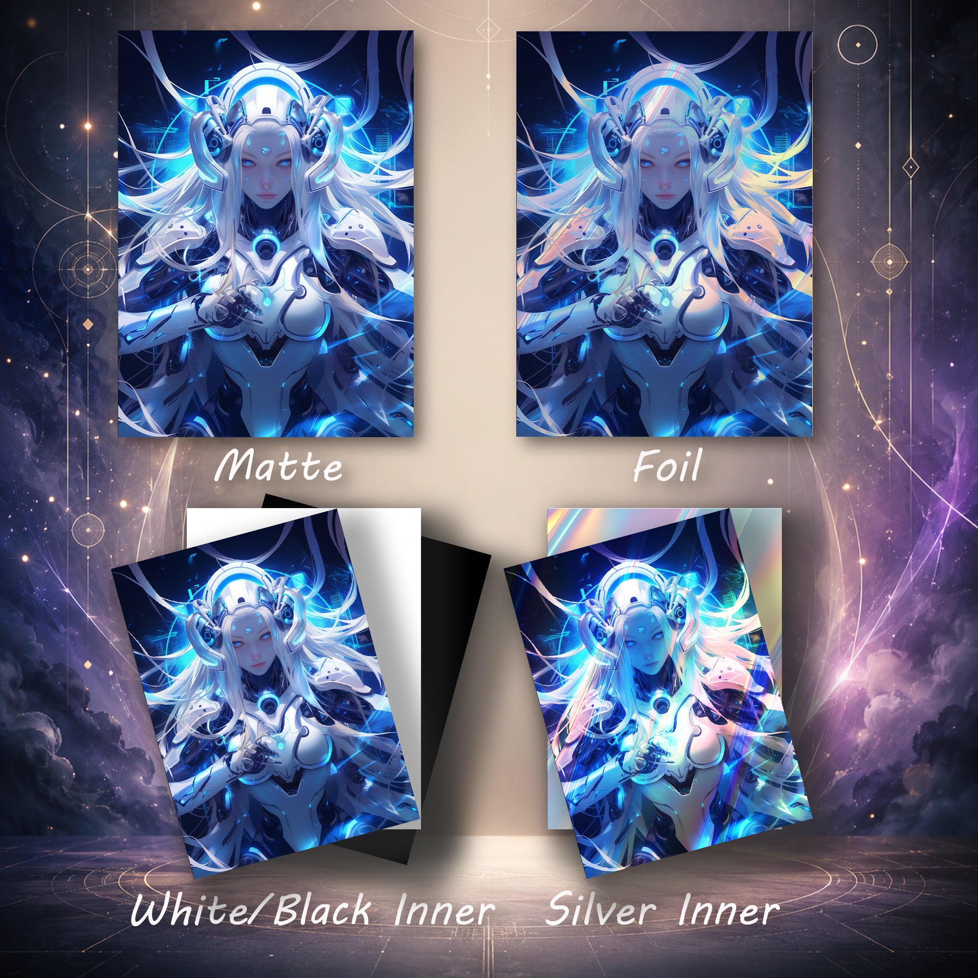 Cybernetic Blue Android TCG Card Sleeves