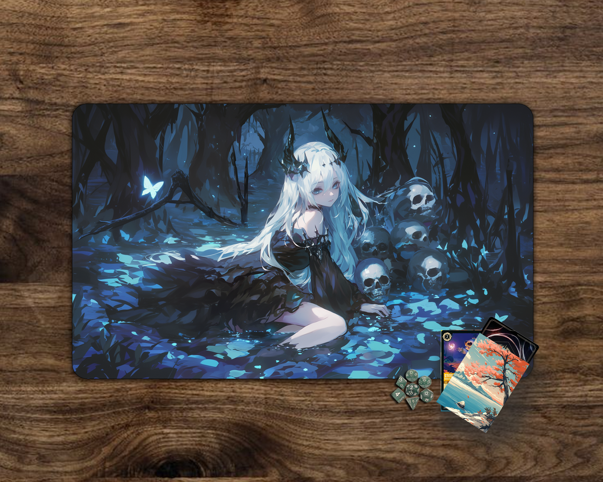 Dark Swamp Anime Girl Play Mat| TCG Card game