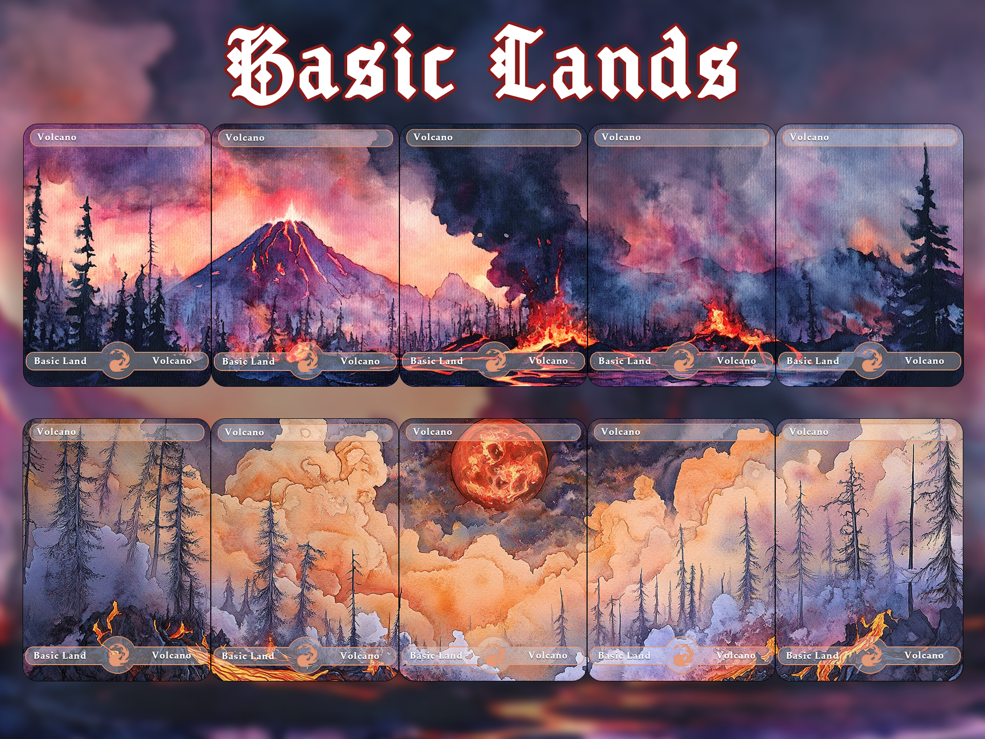 10 Basic Land-Volcano. 10 proxy cards for EDH. Enhance your Commander Deck