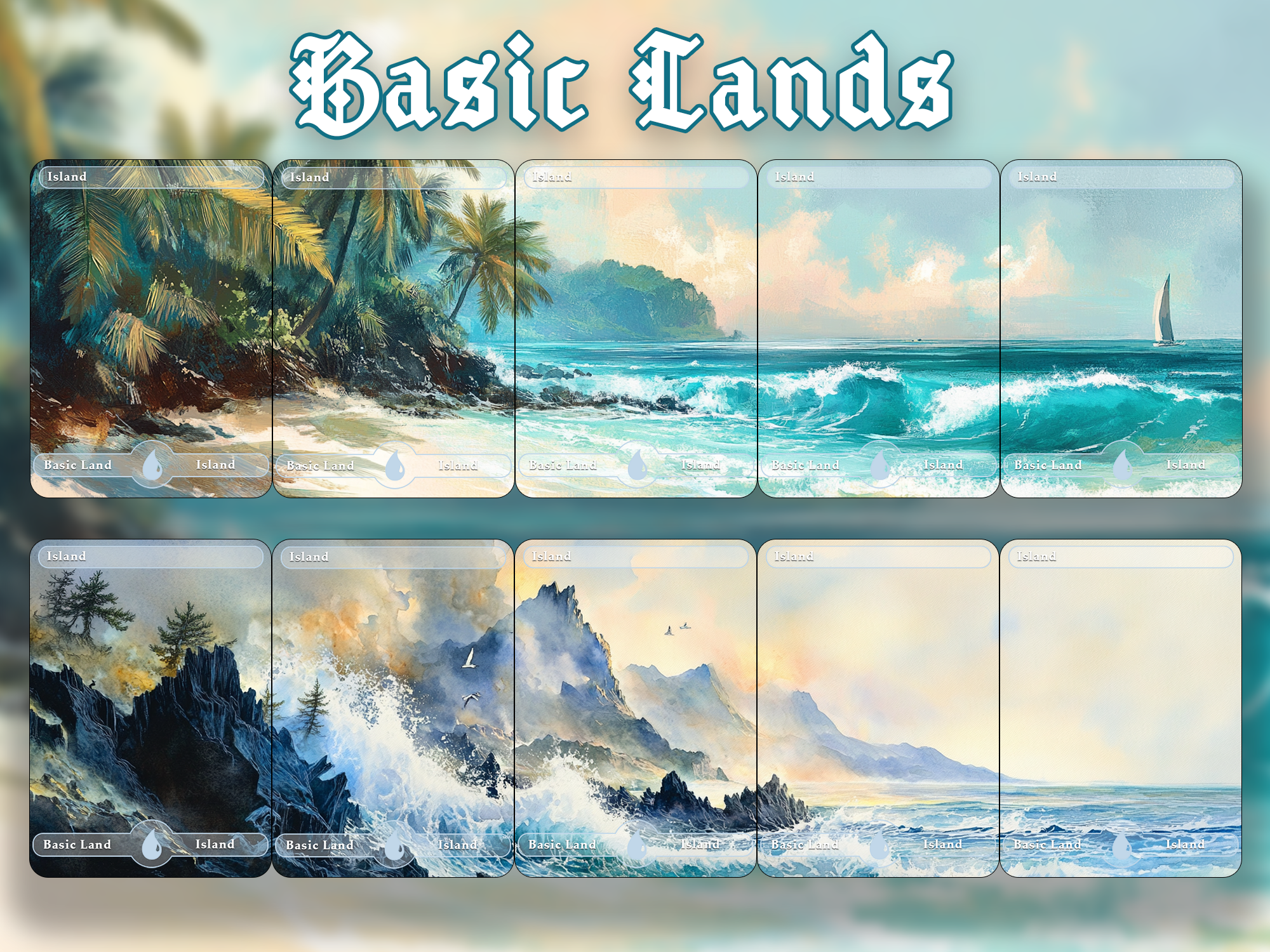 10 Basic Land-Island. 10 proxy cards for EDH. Enhance your Commander Deck