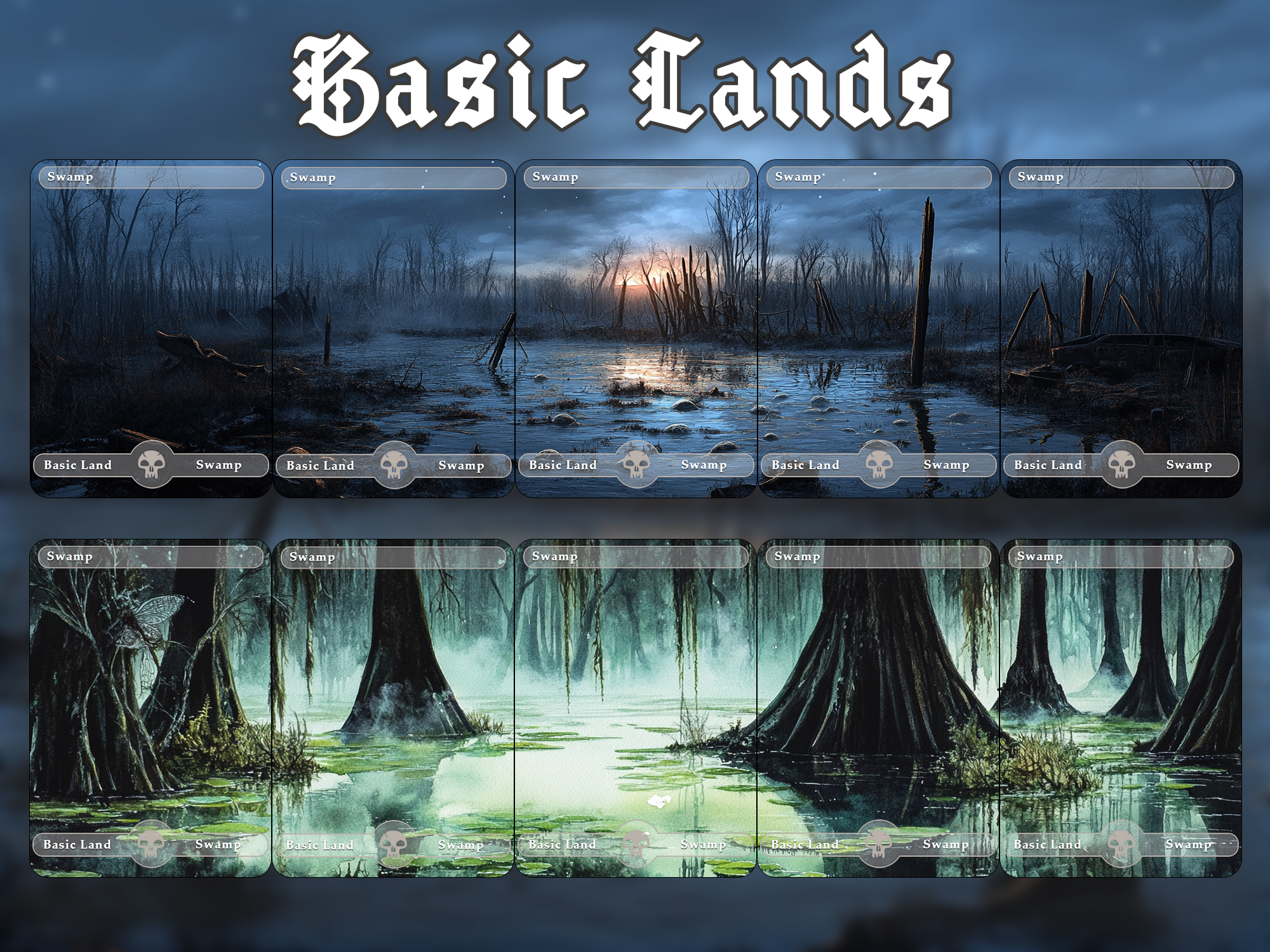 10 Basic Land-Swamp. 10 proxy cards for EDH. Enhance your Commander Deck