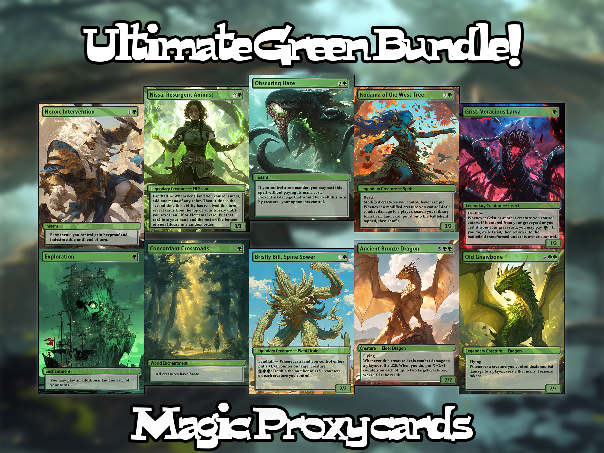 Set of 10 cards! - Full-art Custom Magic proxies - Great cards for all your decks!