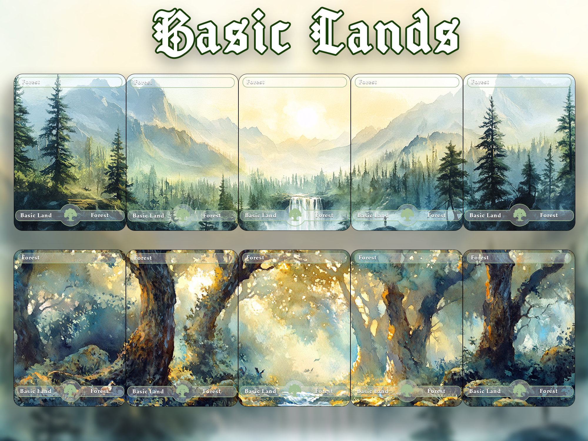 10 Basic Land-Forest. 10 proxy cards for EDH. Enhance your Commander Deck