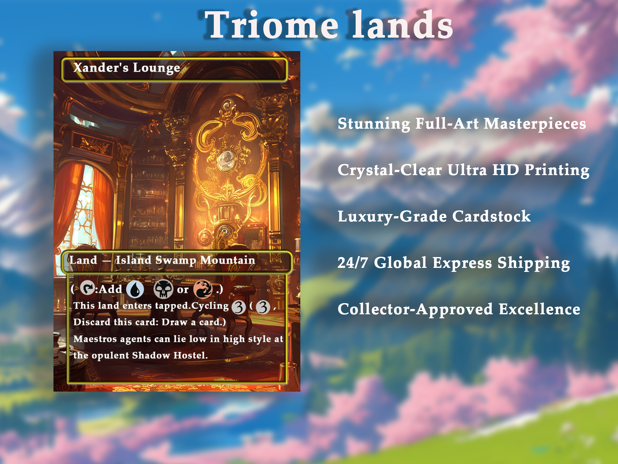 Triome land pack (10+ cards) Anime watercolour lands set of 10+ unique borderless custom MTG proxy lands High quality lands for EDH or cEDH
