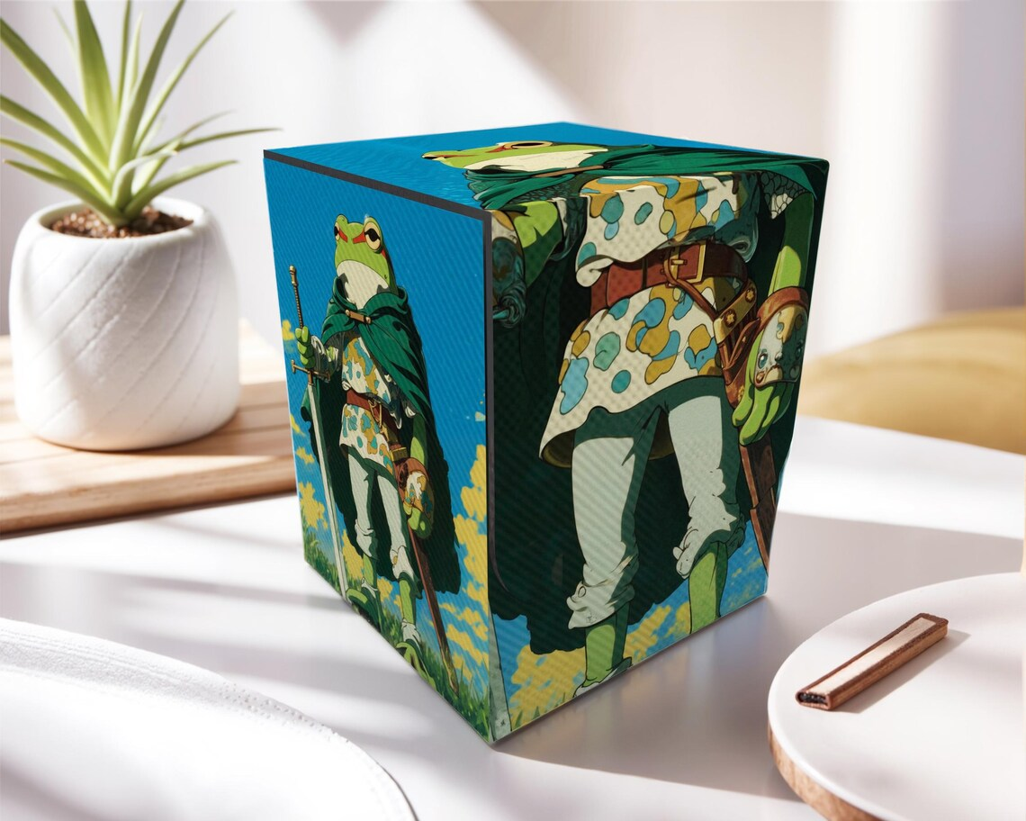 Cape Frog Deck Box - Anime style, 200 Storage Collectible Deck Boxes, Custom Leather Deck Boxes