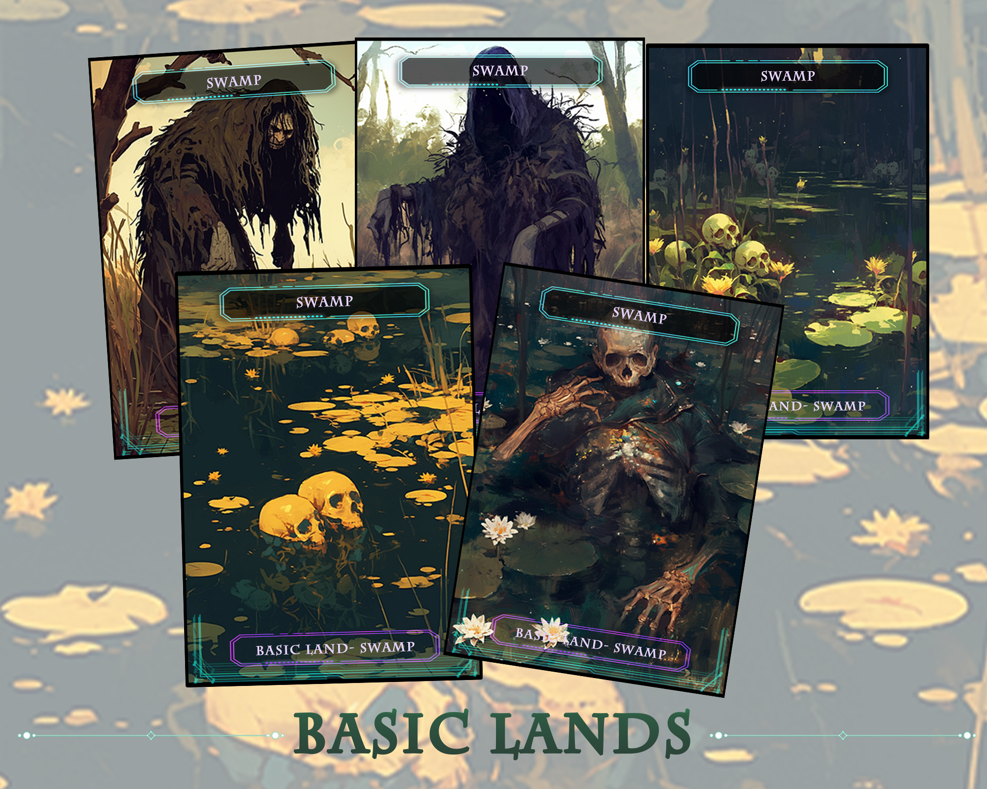 10 Basic Lands MTG  for Magic The Gathering Decks , Custom Art Proxies , TCG Collectible Magic Card Gift
