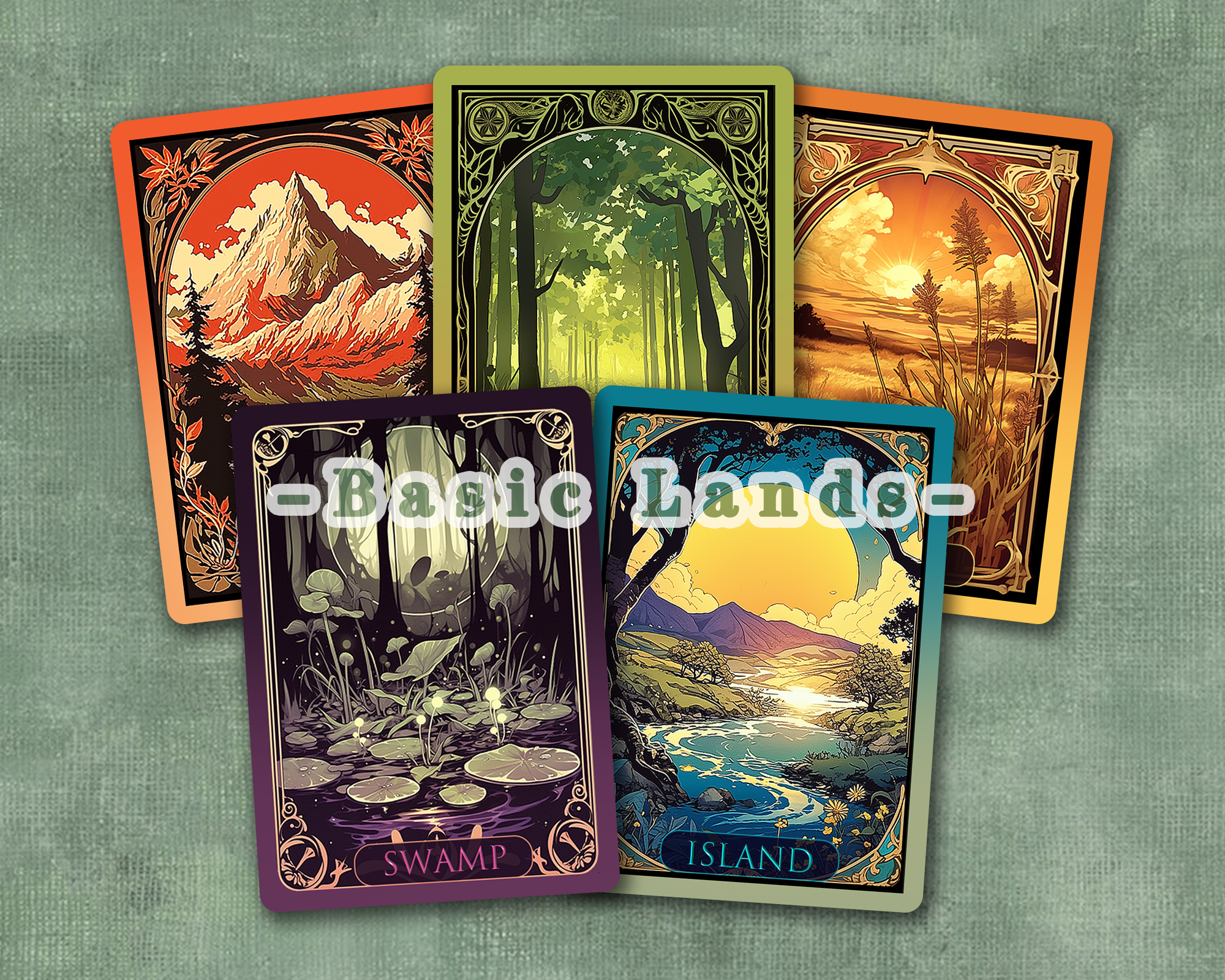 MTG Basic Lands Set:MTG Custom Cards Full Art, Vintage Art Proxies