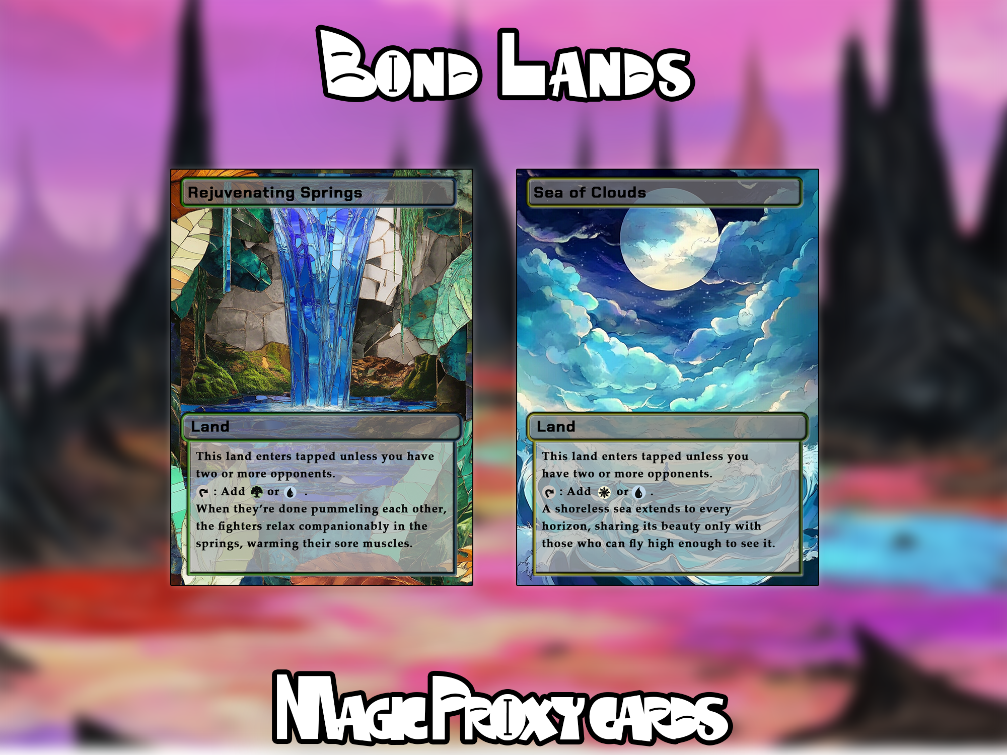 Bond Lands Bundle (10 cards), Proxy Bond Land Set, Stained Glass Style Custom Proxy Lands for EDH or cEDH