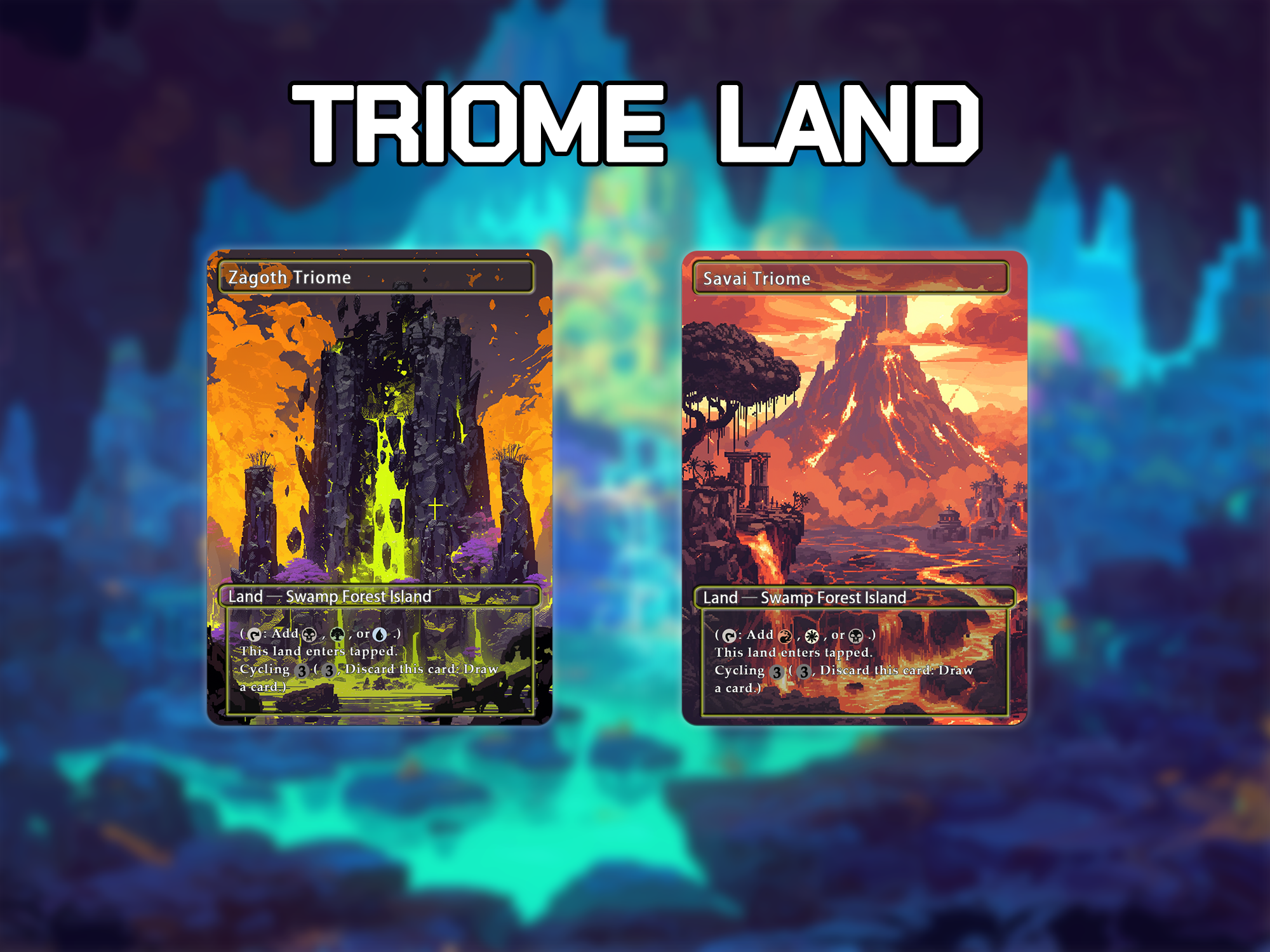 Triome land pack watercolor style lands set of 10 unique borderless custom proxy lands High quality lands for EDH or cEDH