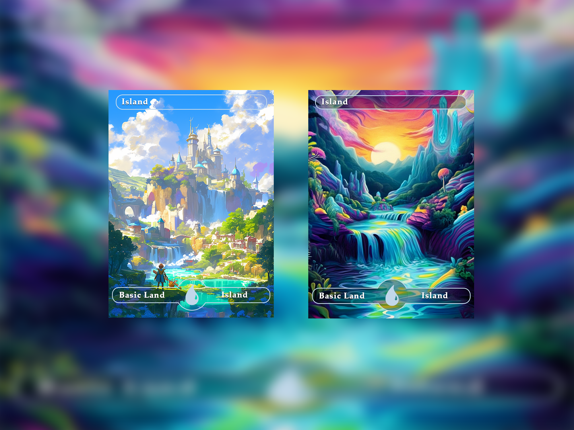 10 island oil painting style proxy cards for EDH. Enhance your Commander Deck