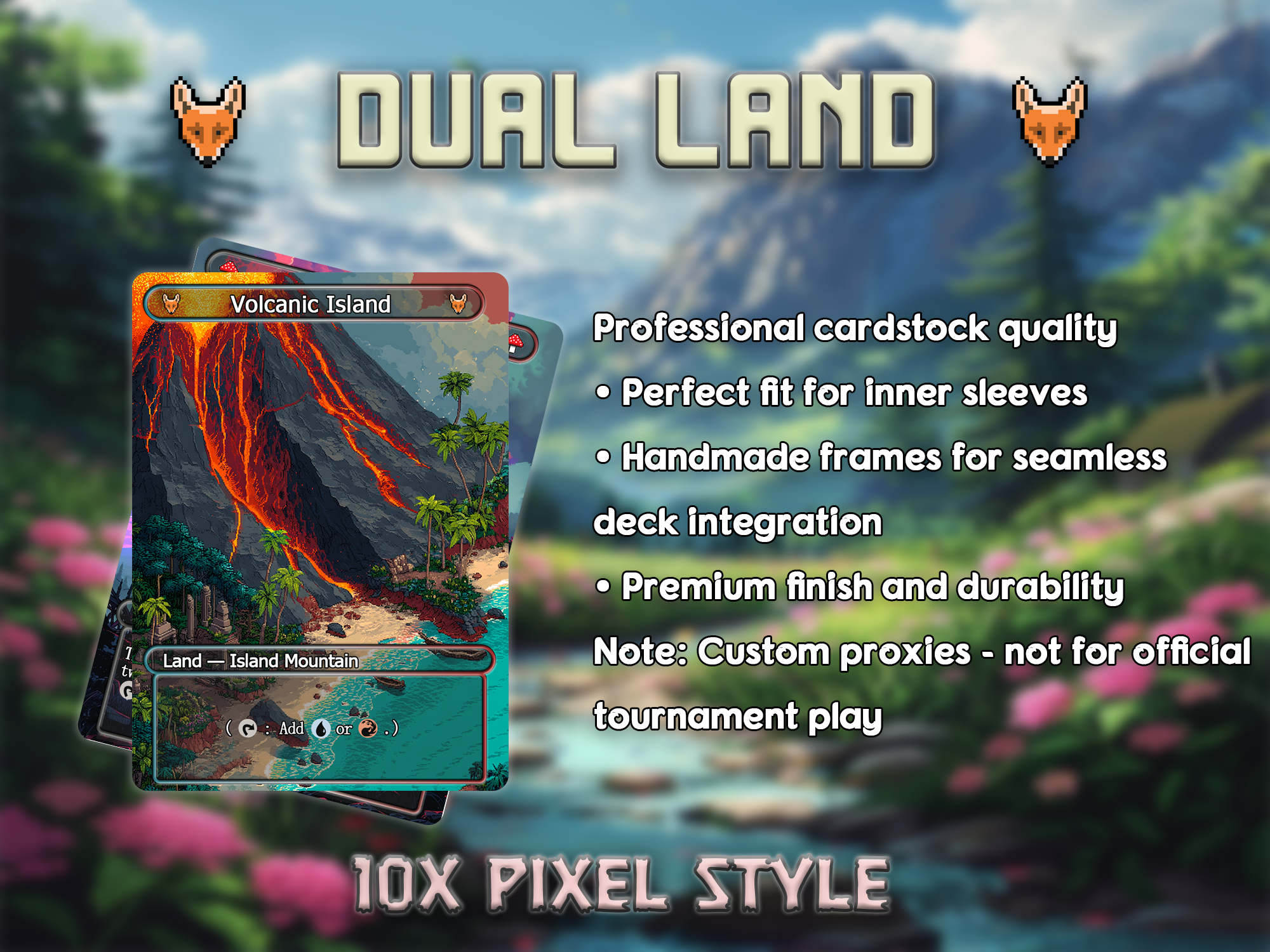 Dual land pack pixel style lands set of 10 unique borderless custom proxy lands High quality lands for EDH or cEDH