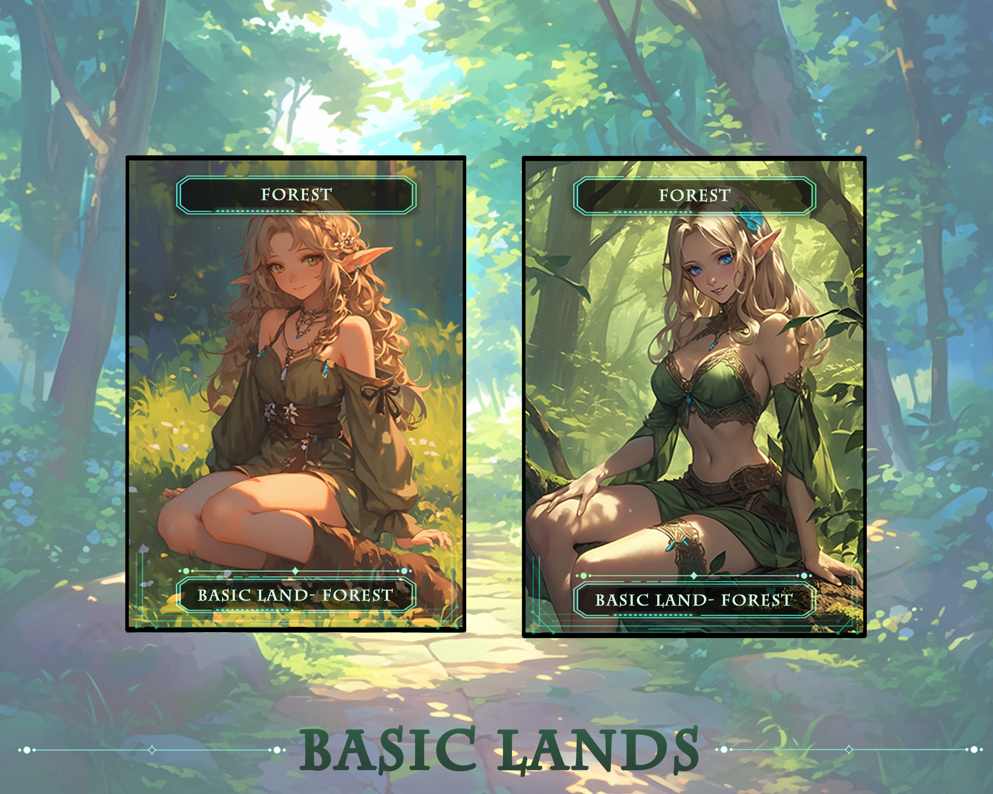 10Basic Lands MTG PROXY Anime Waifu for Magic The Gathering Decks , Custom Art Proxies , TCG Collectible Magic Card Gift