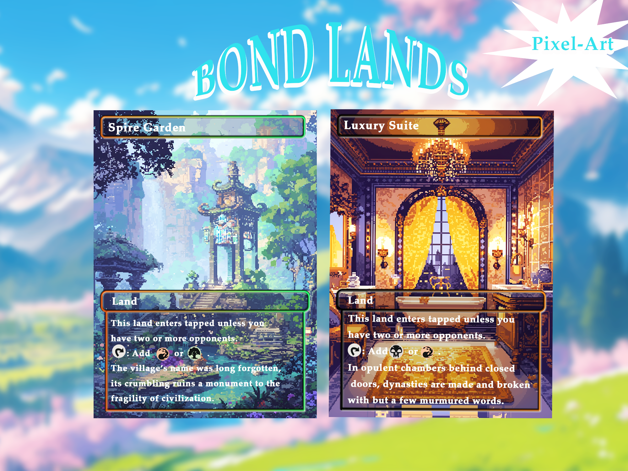 Bond land pack (10+ cards) Pixel-Art lands set of 10+ unique borderless custom proxy lands High quality lands for EDH or cEDH