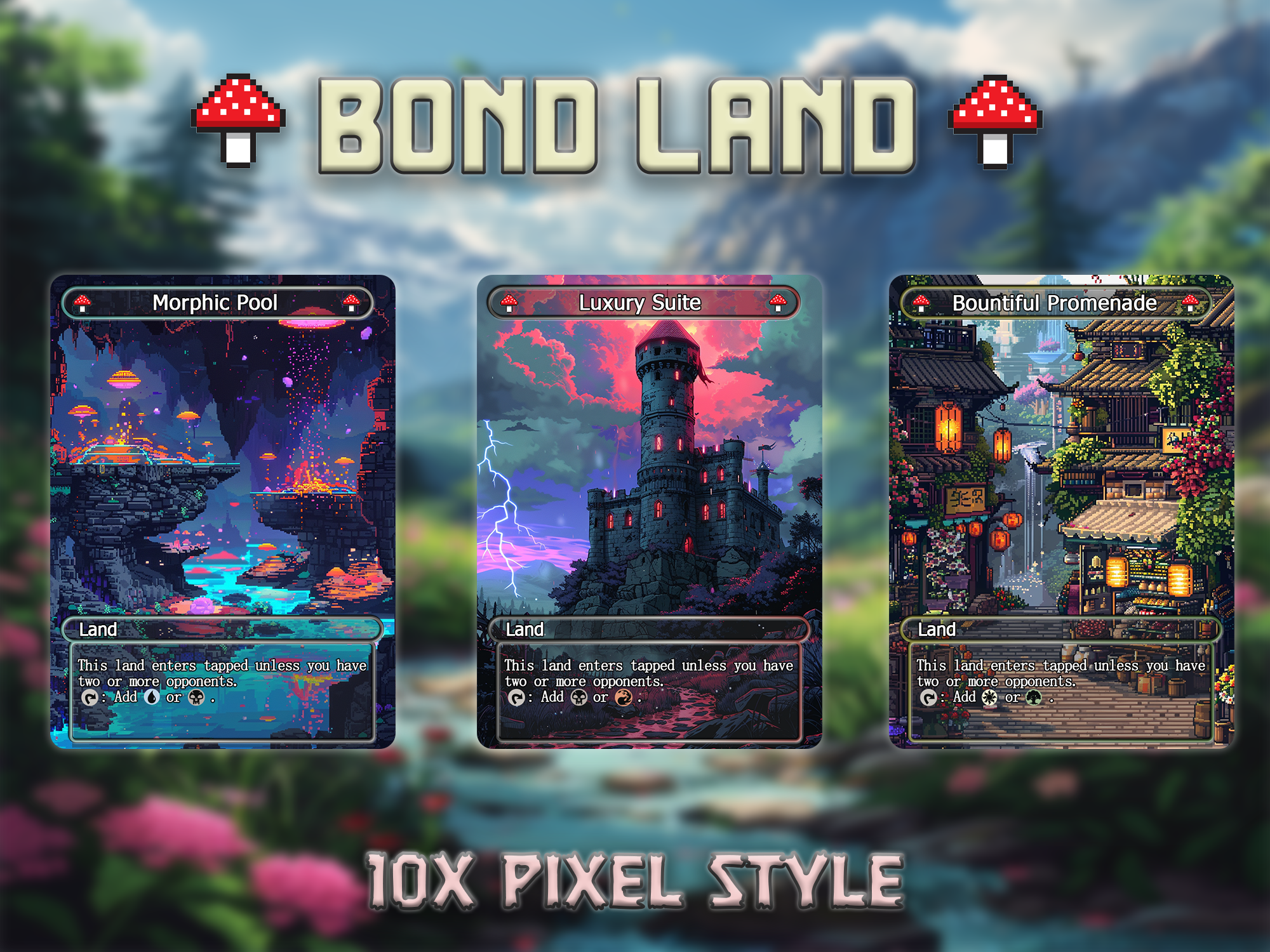 Bond land pack pixel style lands set of 10 unique borderless custom proxy lands High quality lands for EDH or cEDH