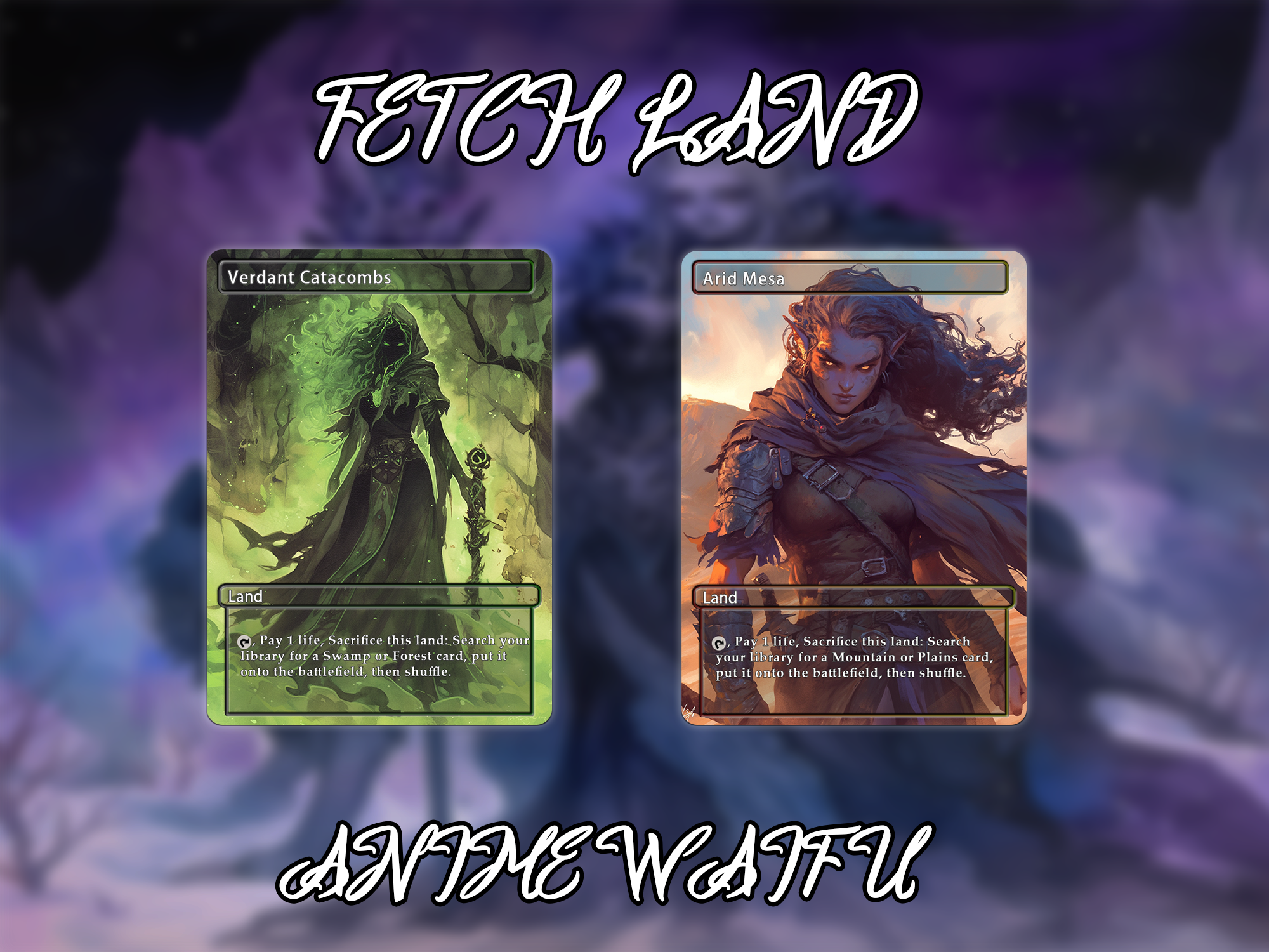 Fetch land pack (10 cards) Anime waifu lands set of 10 unique borderless custom proxy lands High quality lands for EDH or cEDH